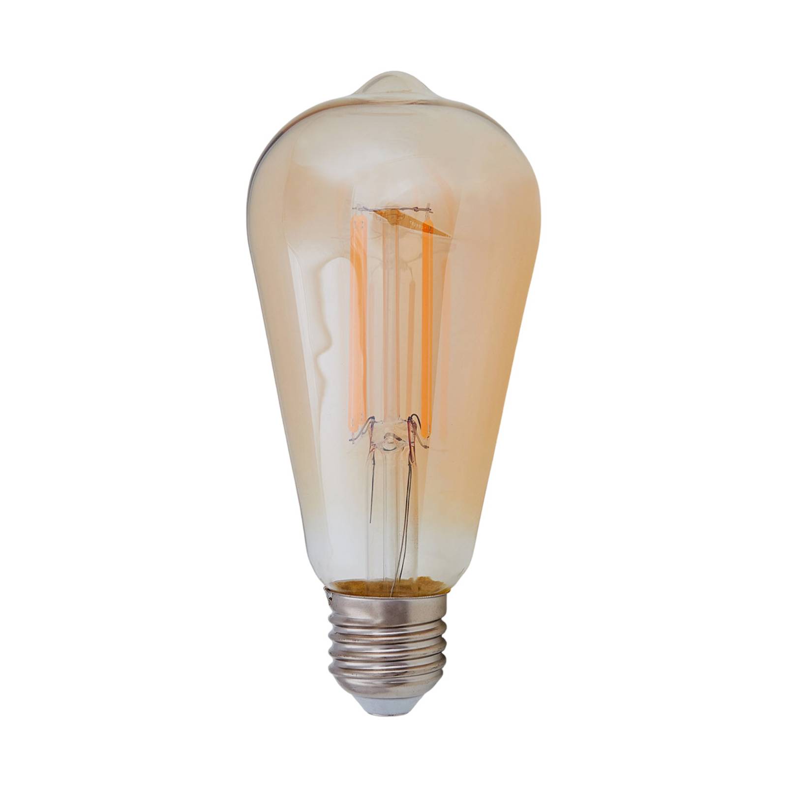 LINDBY E27 LED-Rustikalampe 6W 500 lm, amber 1.800 K