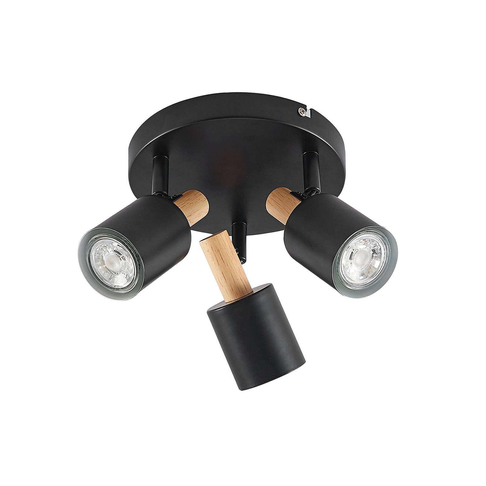 Lindby Junes LED-Deckenspot, dreiflammig, schwarz
