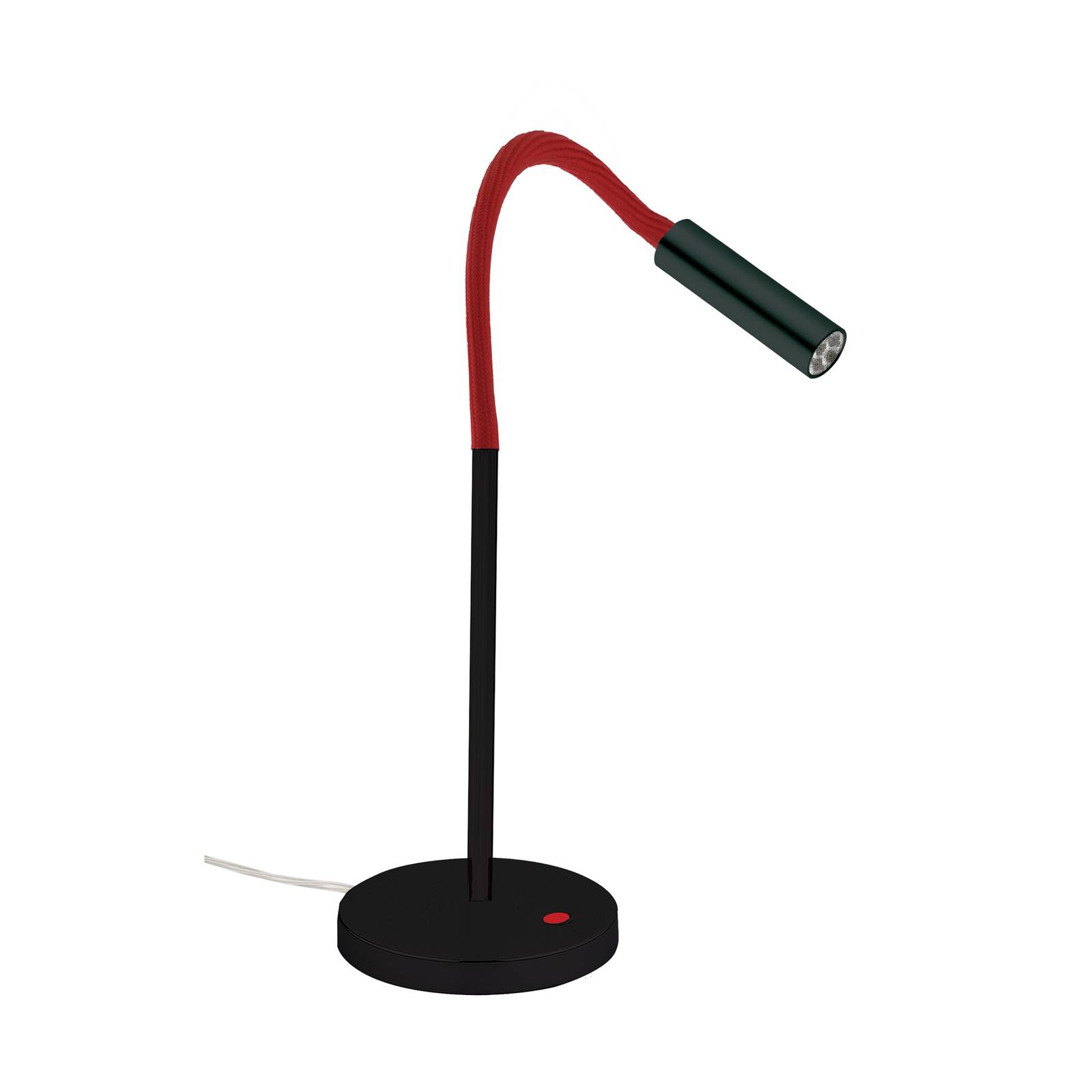 Busch LED-Tischlampe Rocco, schwarz matt Flexarm rot