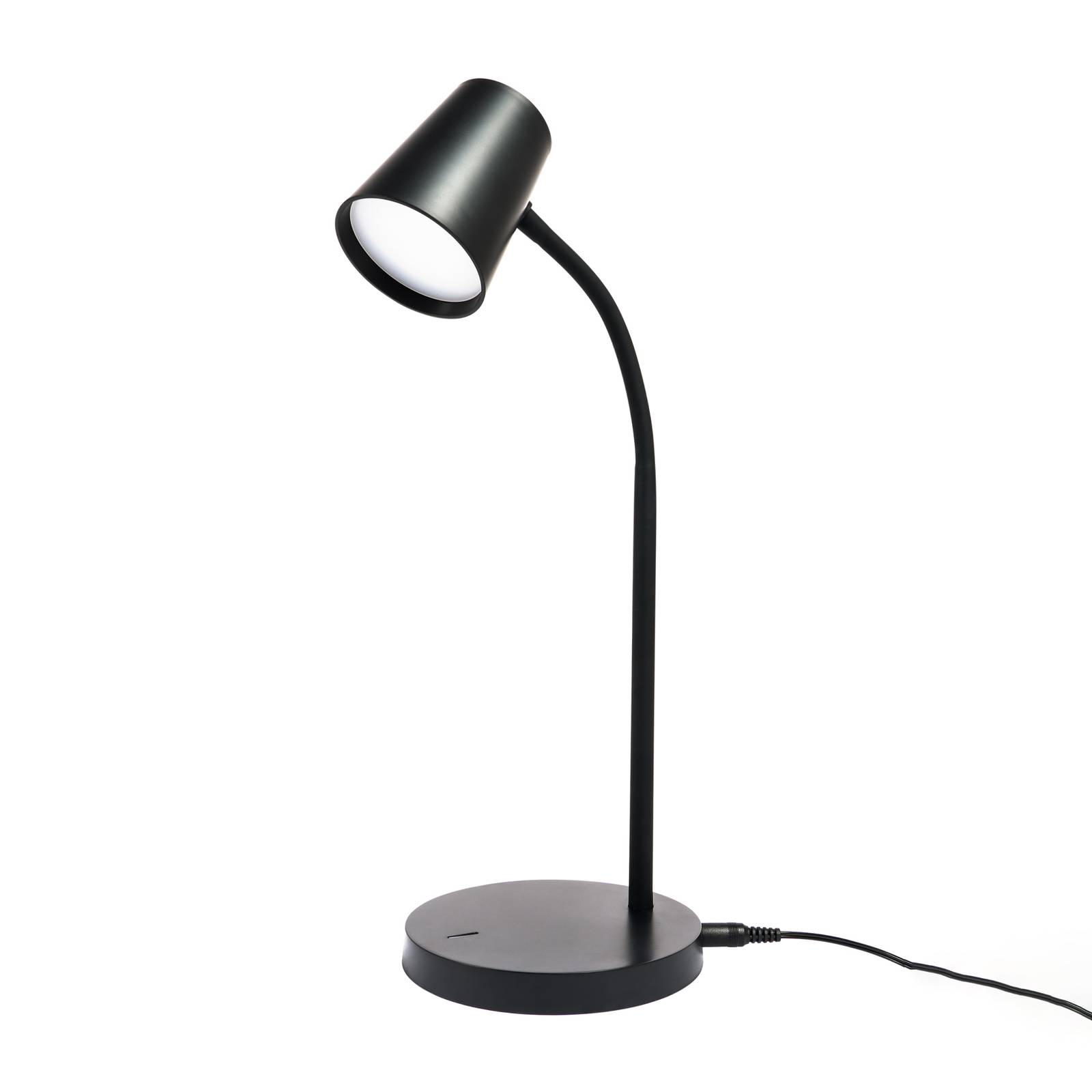Lindby Ailina LED-Tischlampe, runder Fuß, schwarz