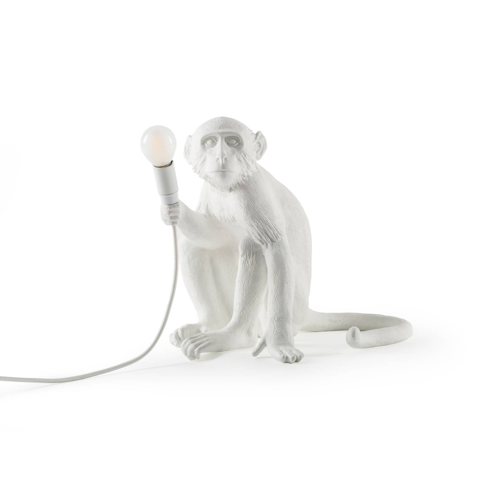 SELETTI LED-Deko-Terrassenleuchte Monkey Lamp weiß sitzend
