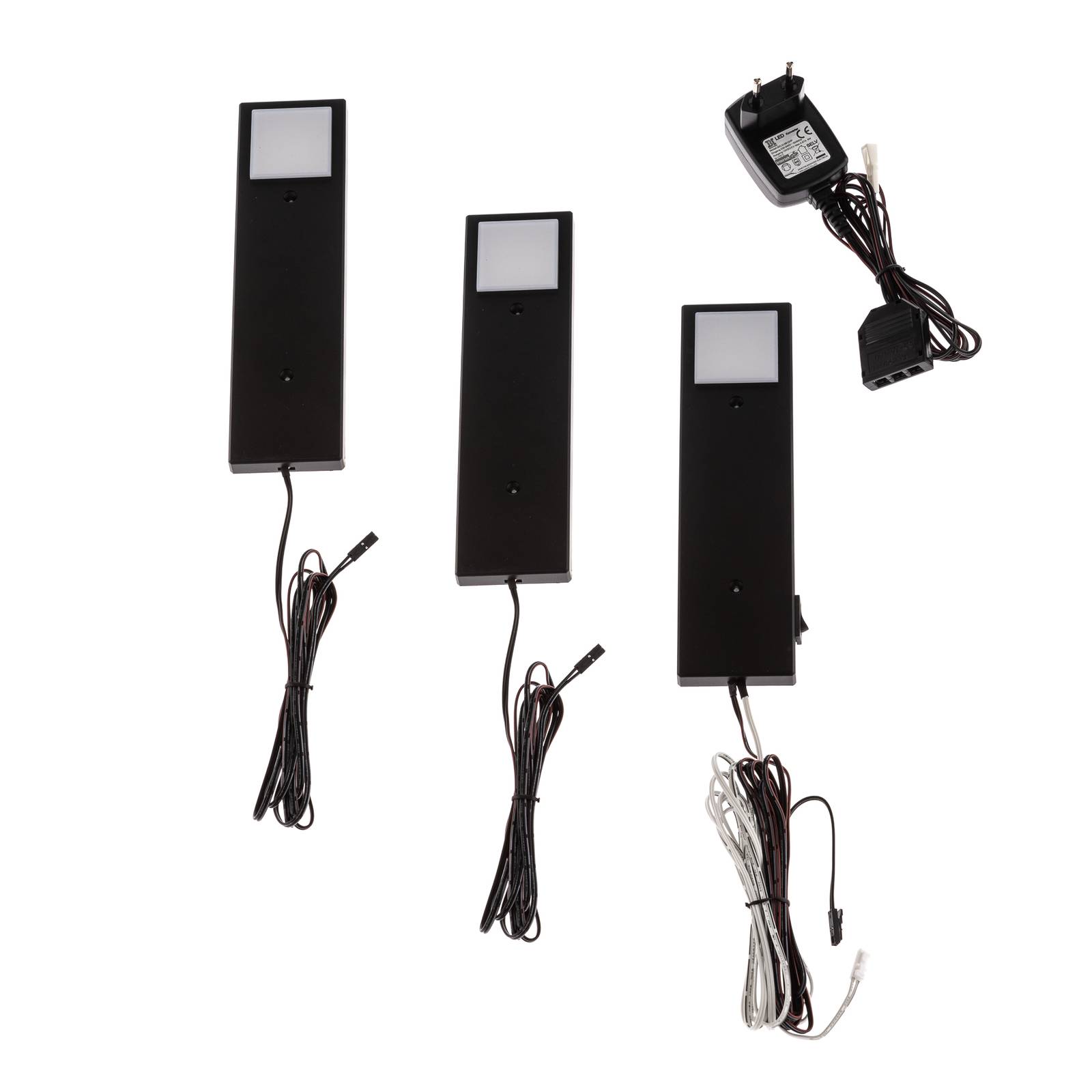 Lindby Amaryll LED-Unterbaulampe, 3er-Set, schwarz