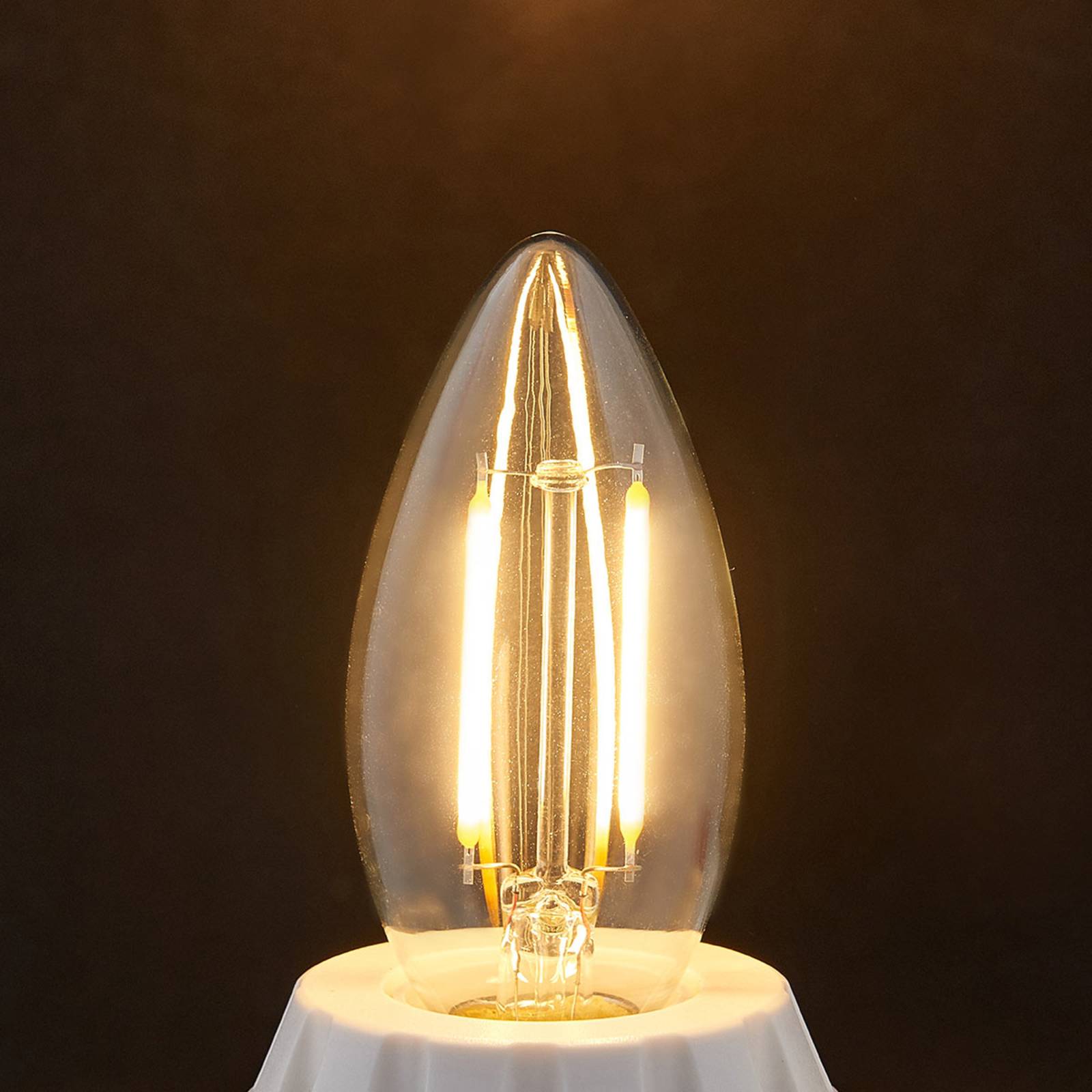 LINDBY E14 LED-Kerzenlampe Filament 2W, klar, 2.700 K