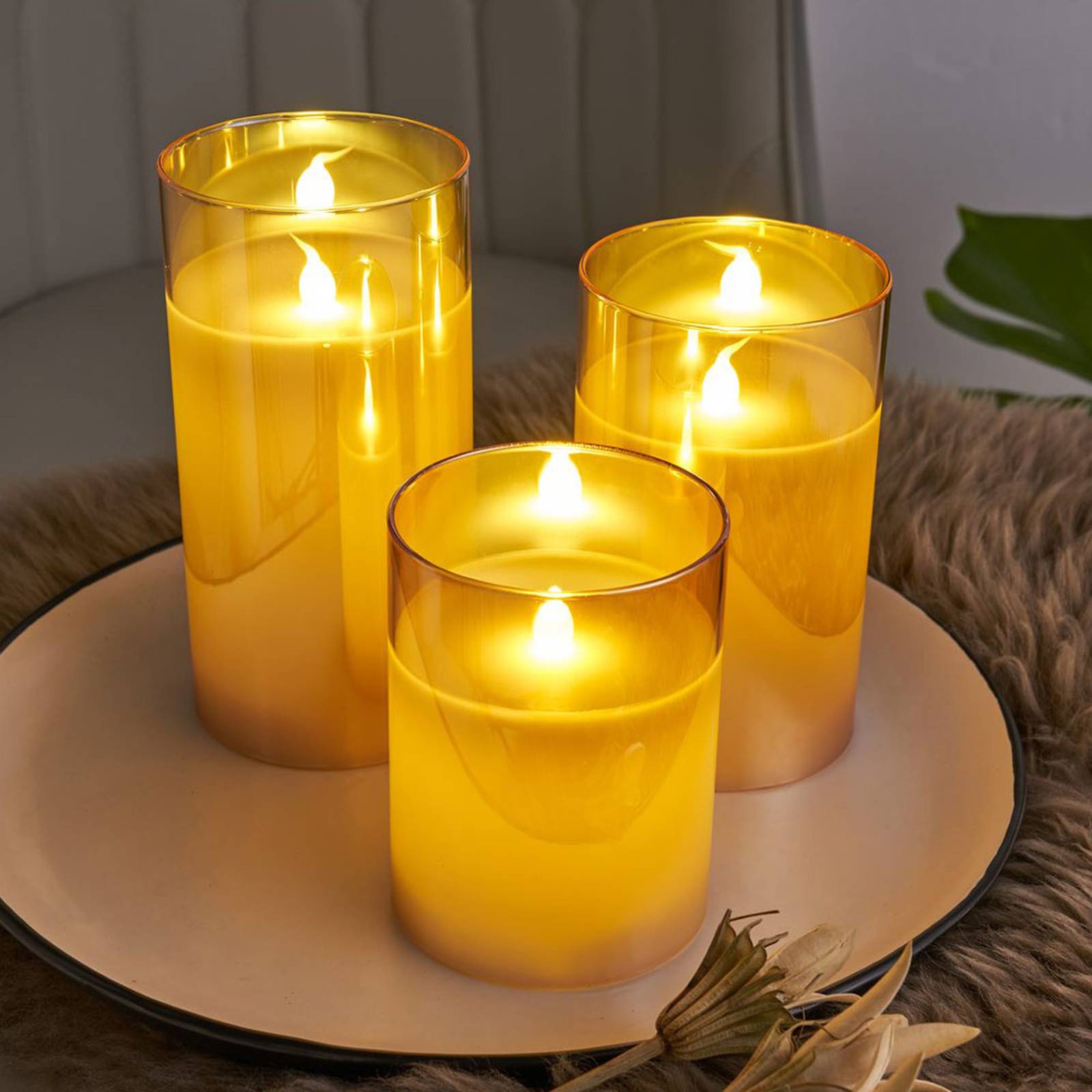 Pauleen Classy Golden Candle LED-Kerze 3er Set