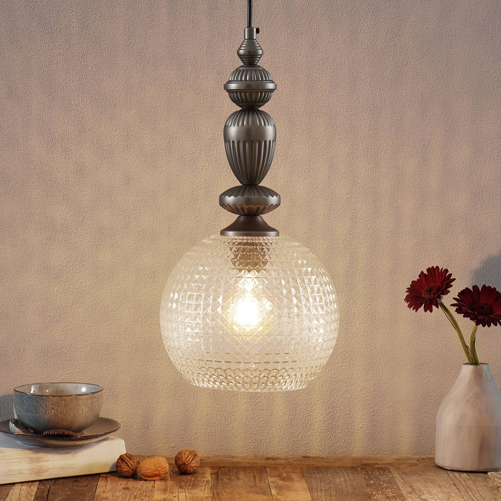 Viokef Talisa - Pendellampe mit dekorativem Glasschirm