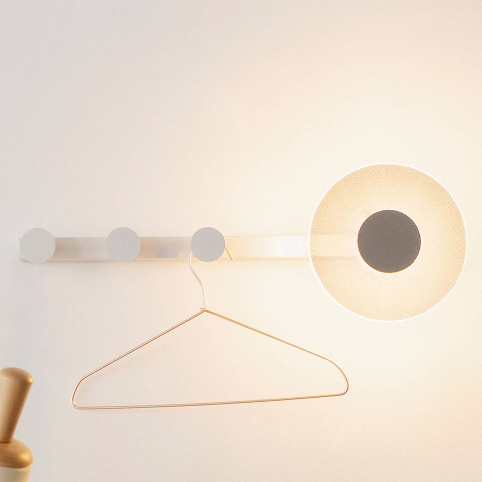 Mantra Iluminación LED-Wandleuchte Venus mit Kleiderhaken, weiß