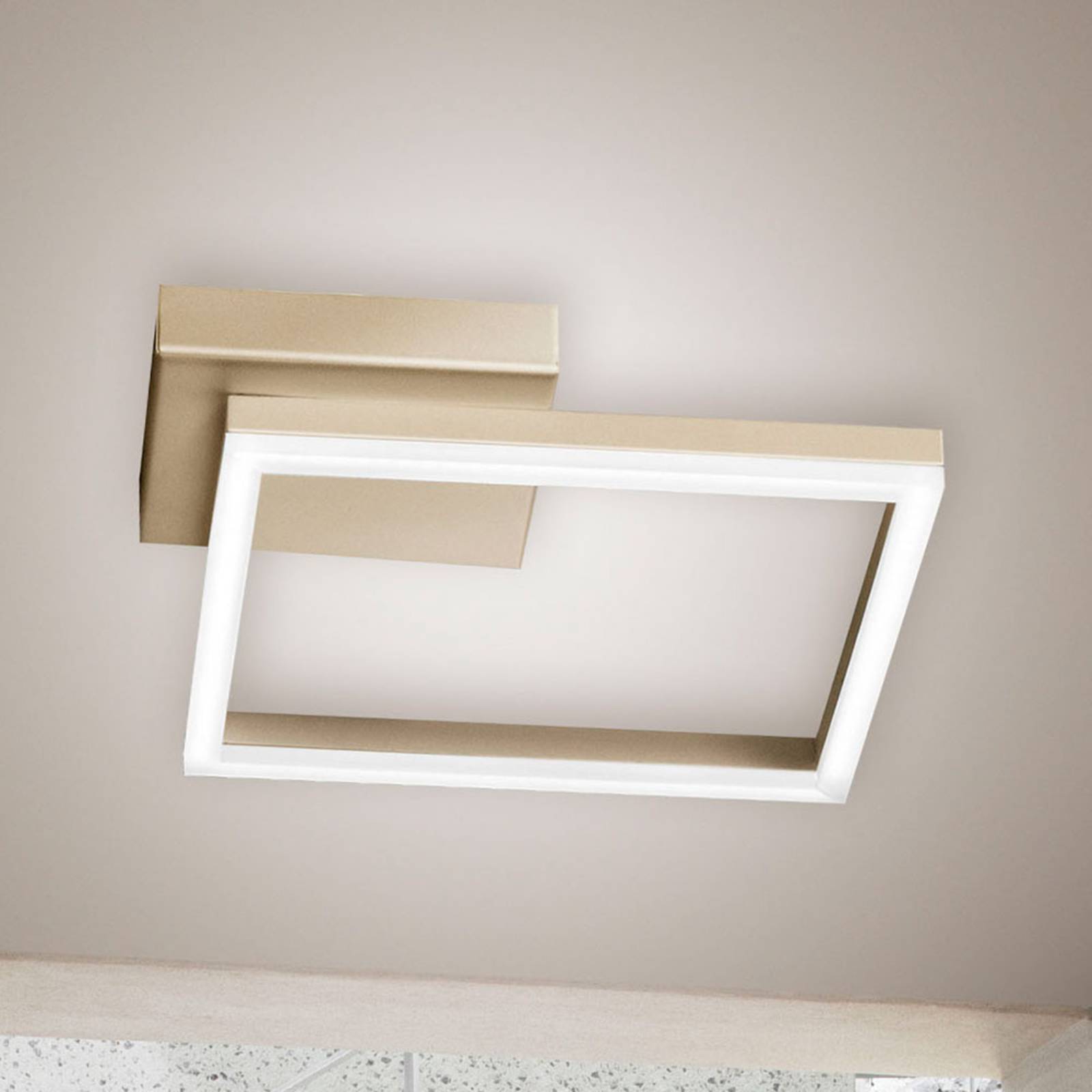 Fabas Luce LED-Deckenleuchte Bard, 27x27cm, Mattgold-Finish
