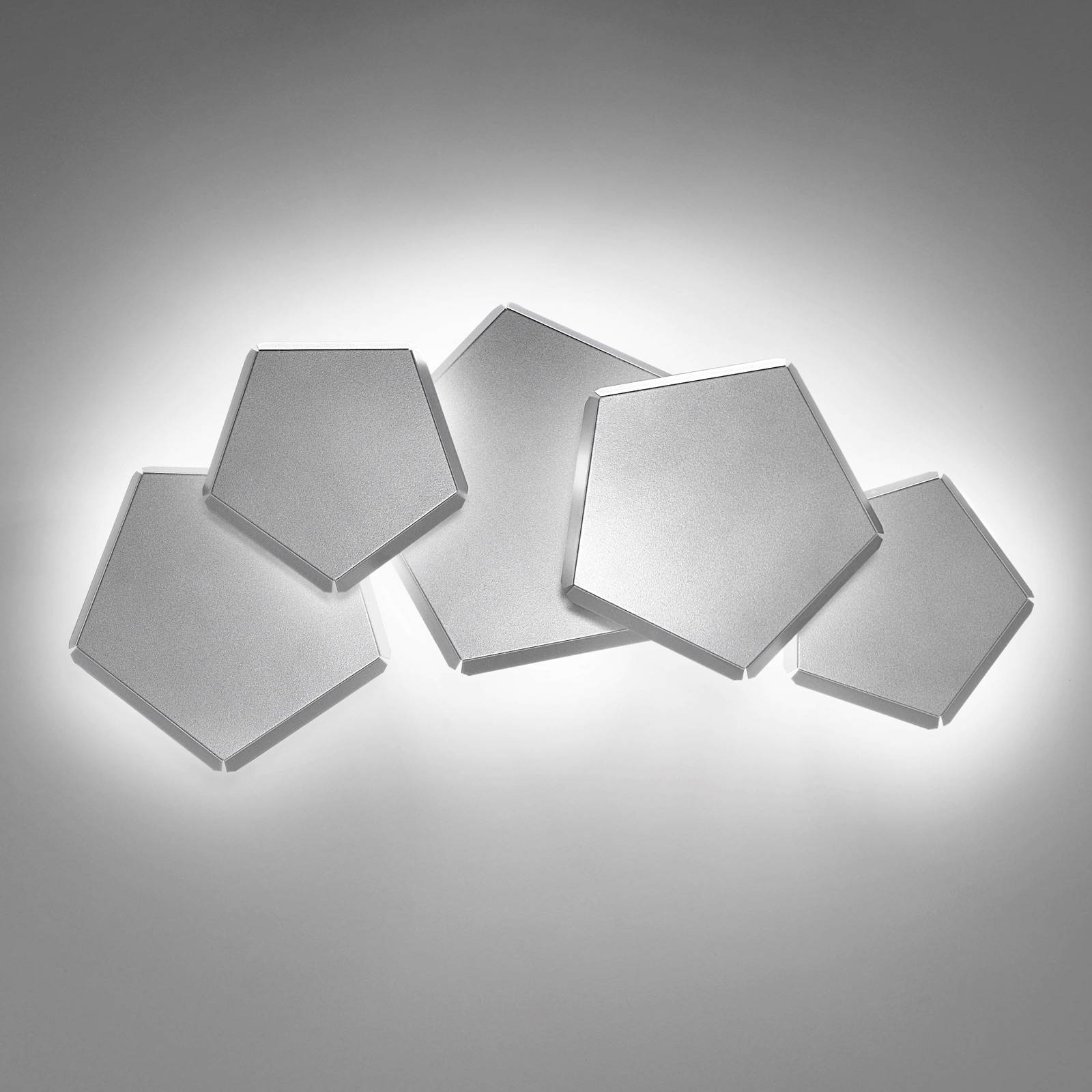 Selène LED-Wandleuchte Pleiadi in Silber, fünfflammig