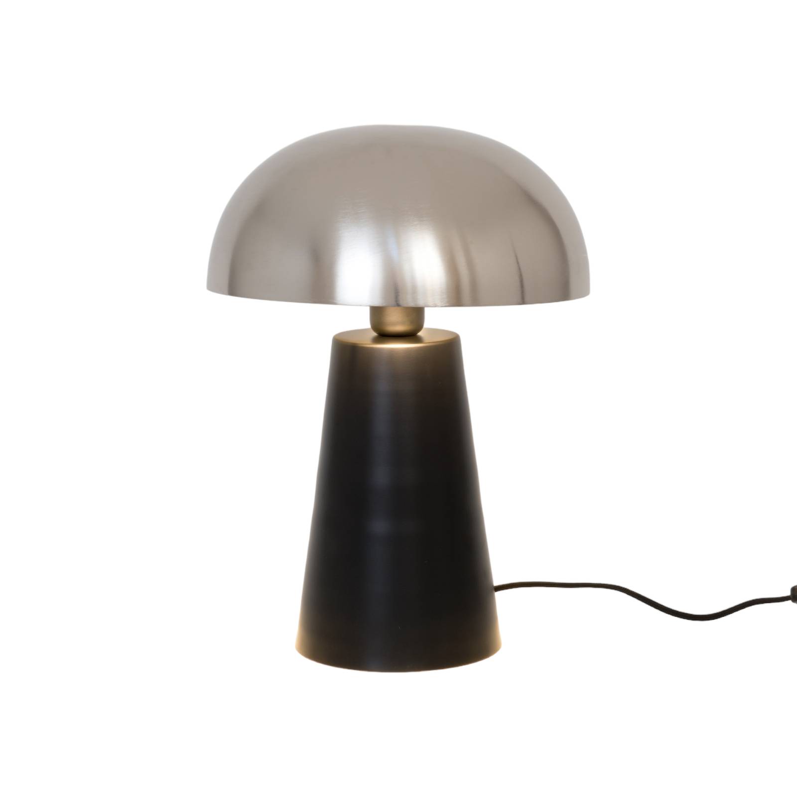 Holländer Tischlampe Fungo, unten strahlend, schwarz/silber