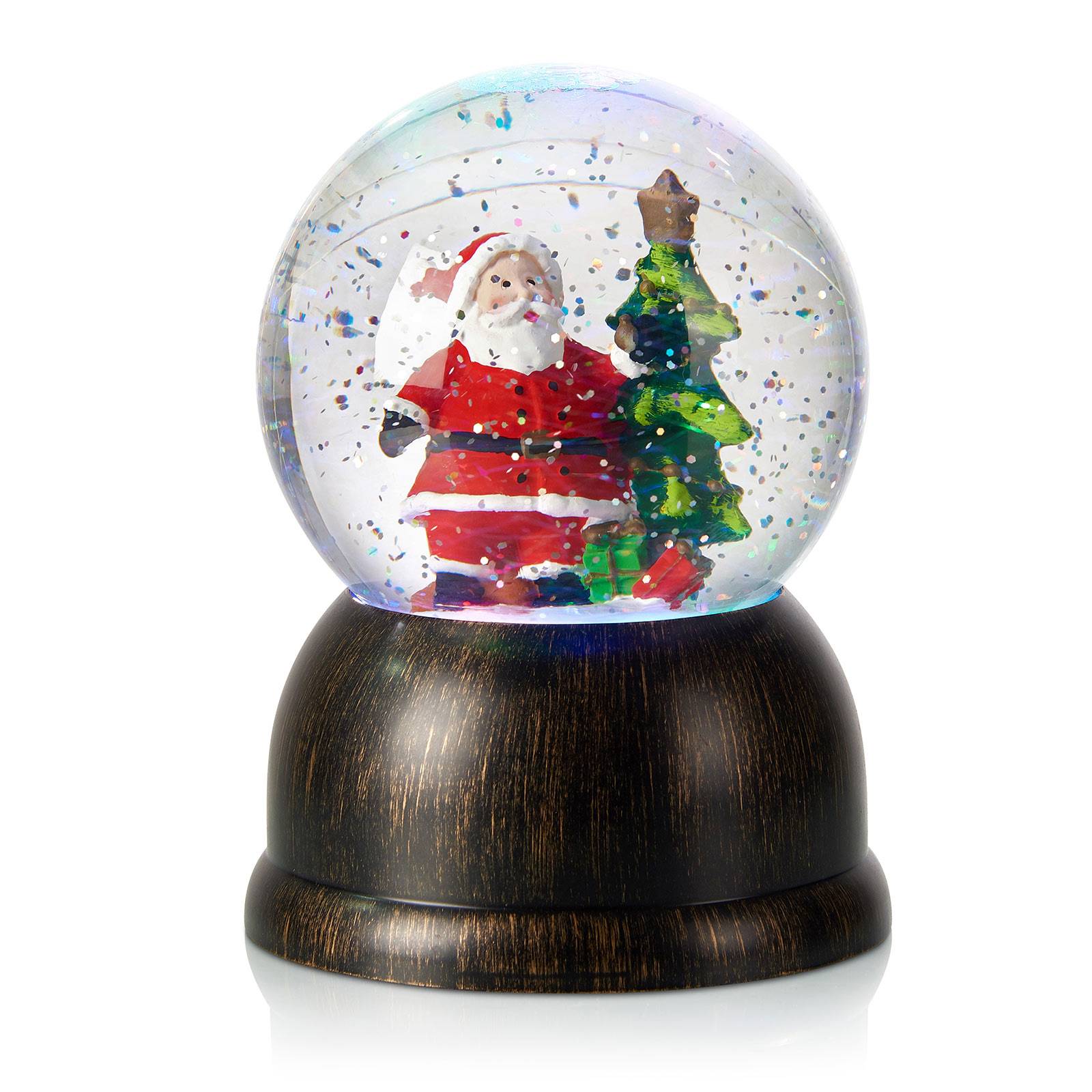 Markslöjd LED-Schneekugel Max mit Weihnachtsmann, bronze