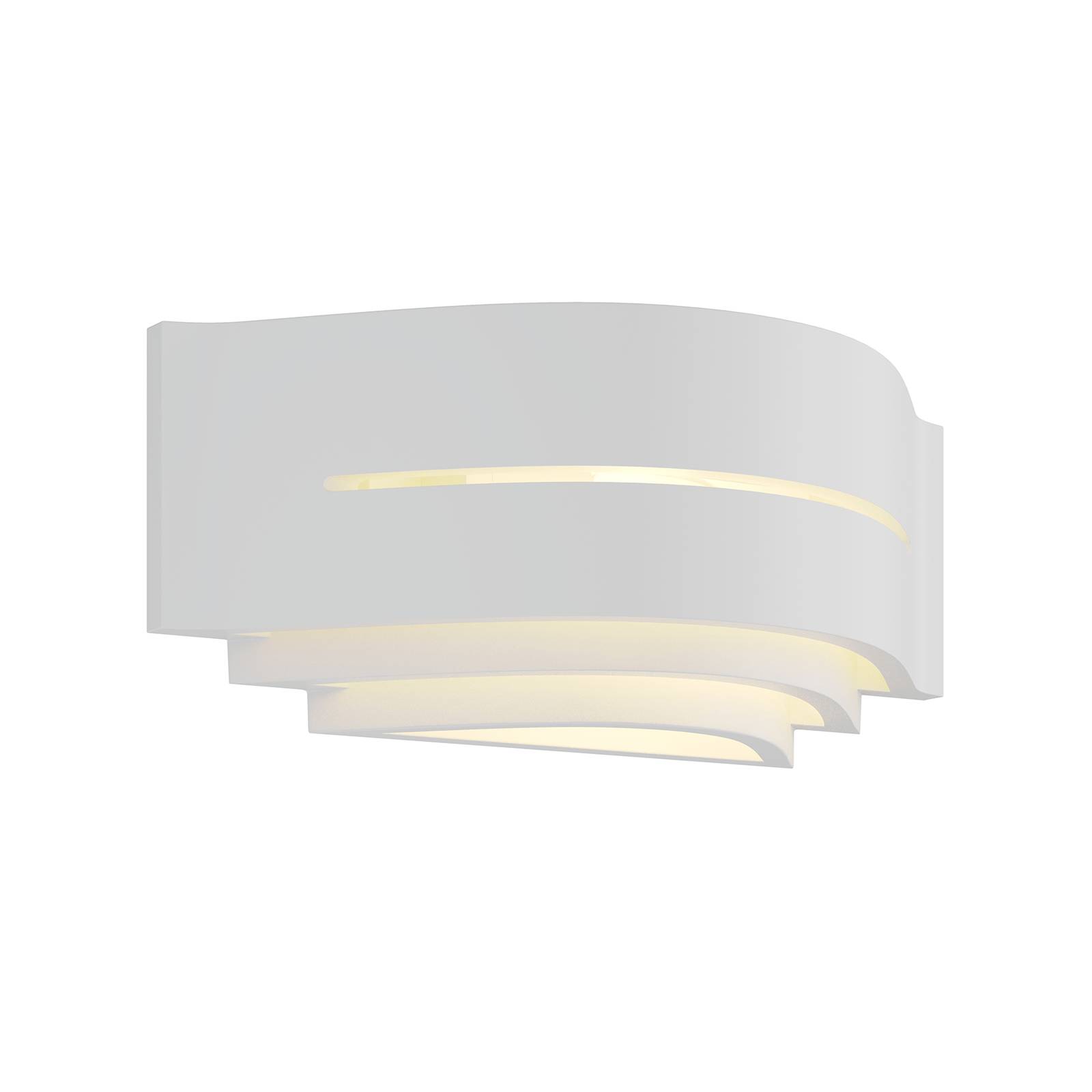 LINDBY Gips-Wandlampe Amran, weiß, 3 Stufen, mit Streifen