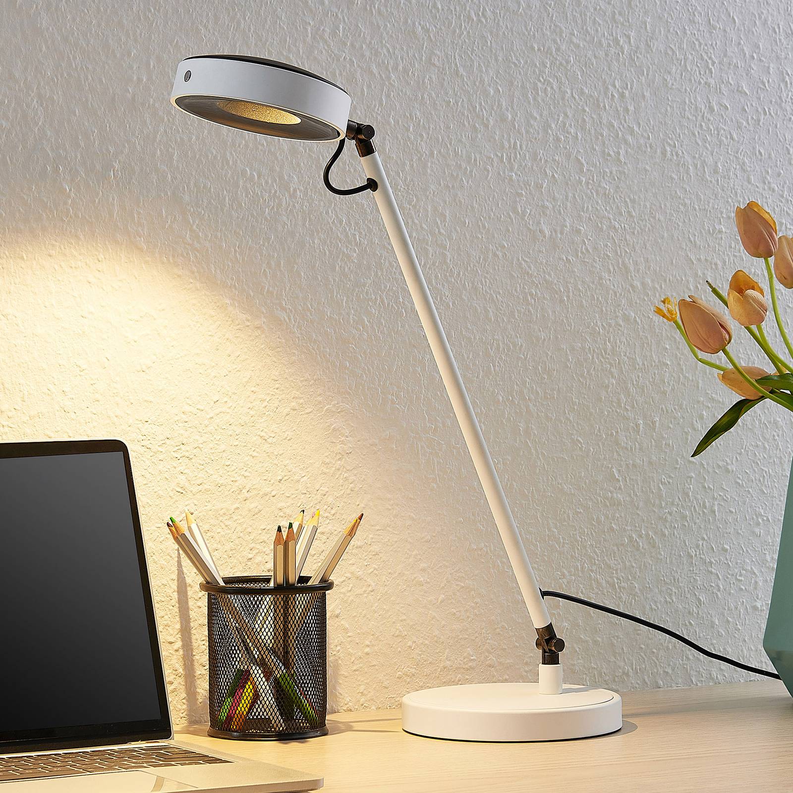 Lucande Vilana LED-Schreibtischlampe, weiß