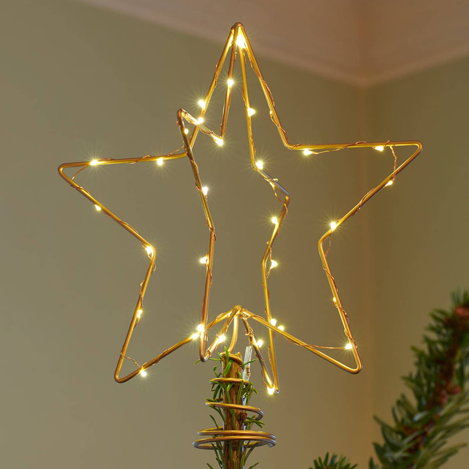 Sirius LED-Dekoleuchte Christmas Top, gold