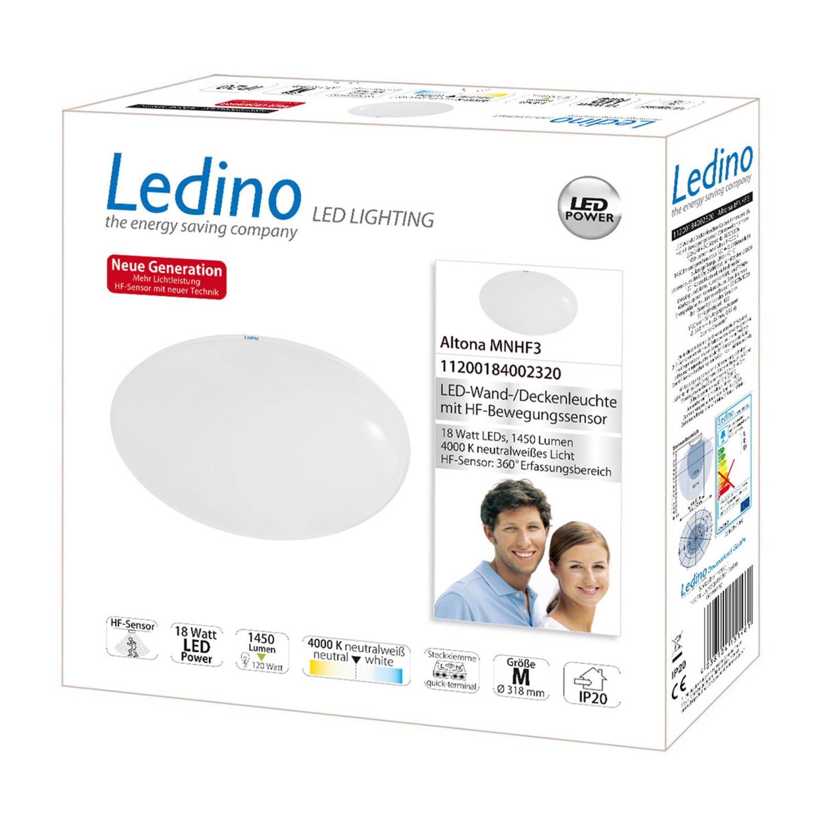 Ledino LED-Deckenleuchte Altona HF-Sensor 4.000K 18W 32cm