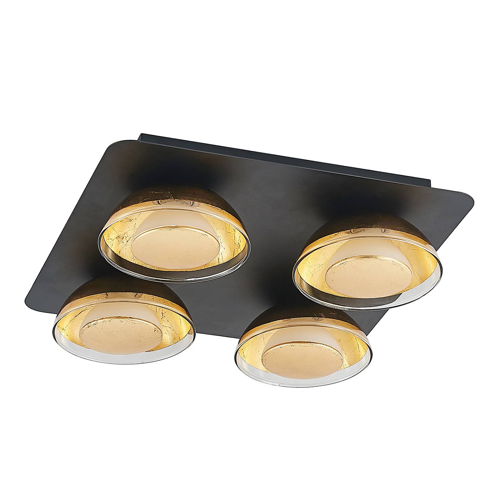 Lindby Erin LED-Deckenlampe schwarz/gold 4fl quad.