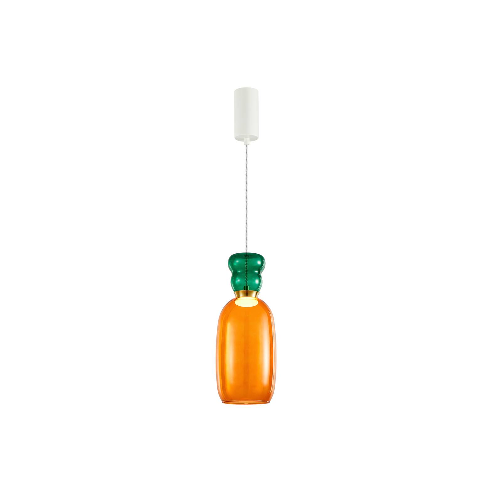 Lucande Fay LED-Hängeleuchte, orange/dunkelgrün