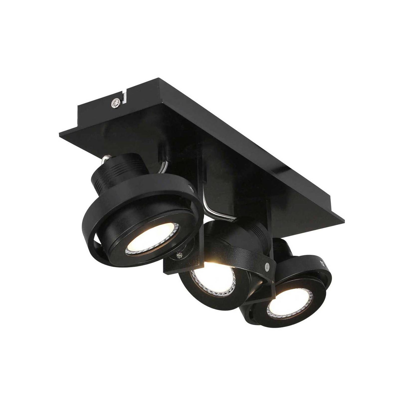 Steinhauer LED-Deckenstrahler Quatro, dreiflammig, schwarz