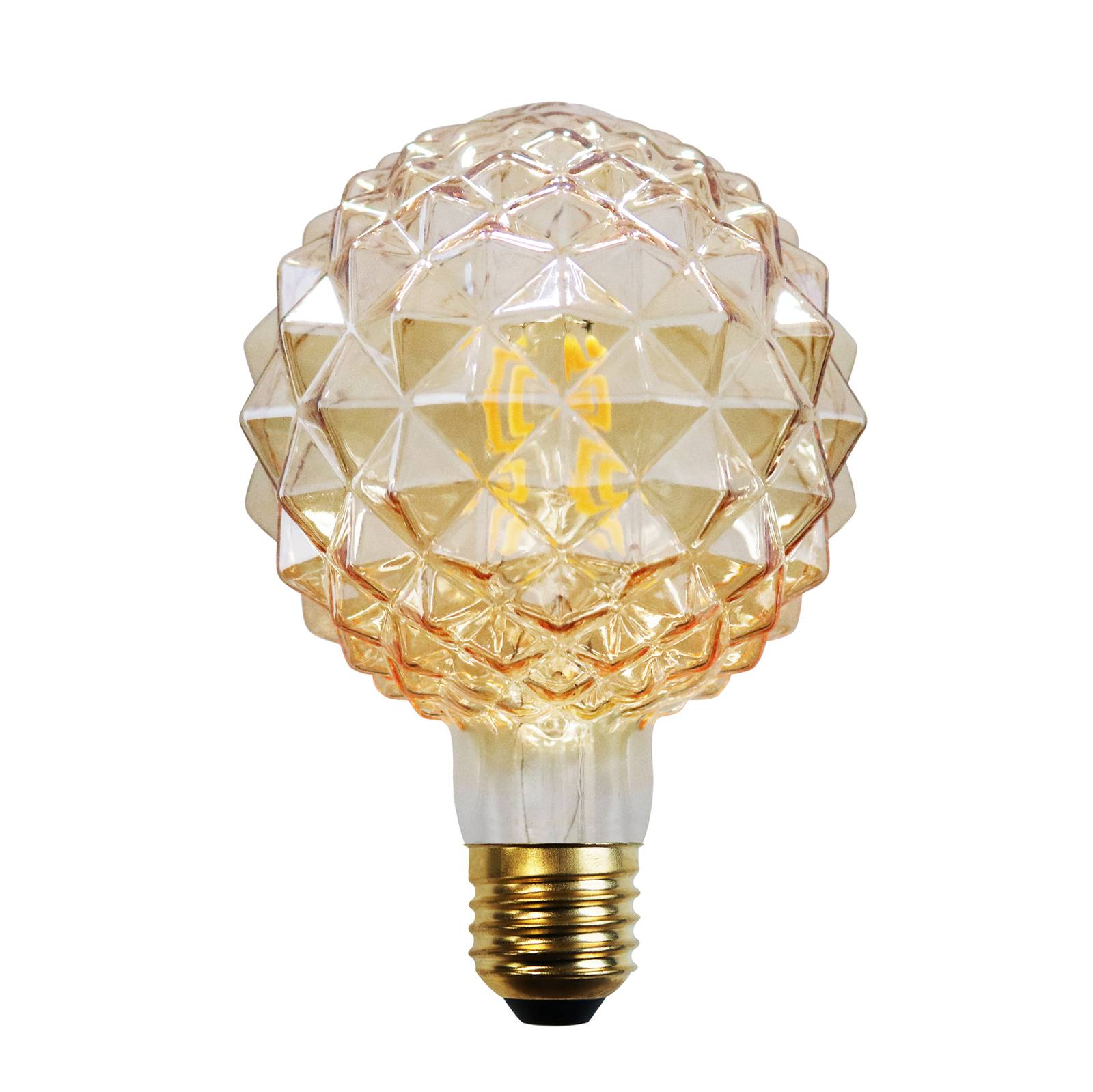 LUCANDE E27 3,8W LED-Lampe G95, 2700K, Struktur, amber
