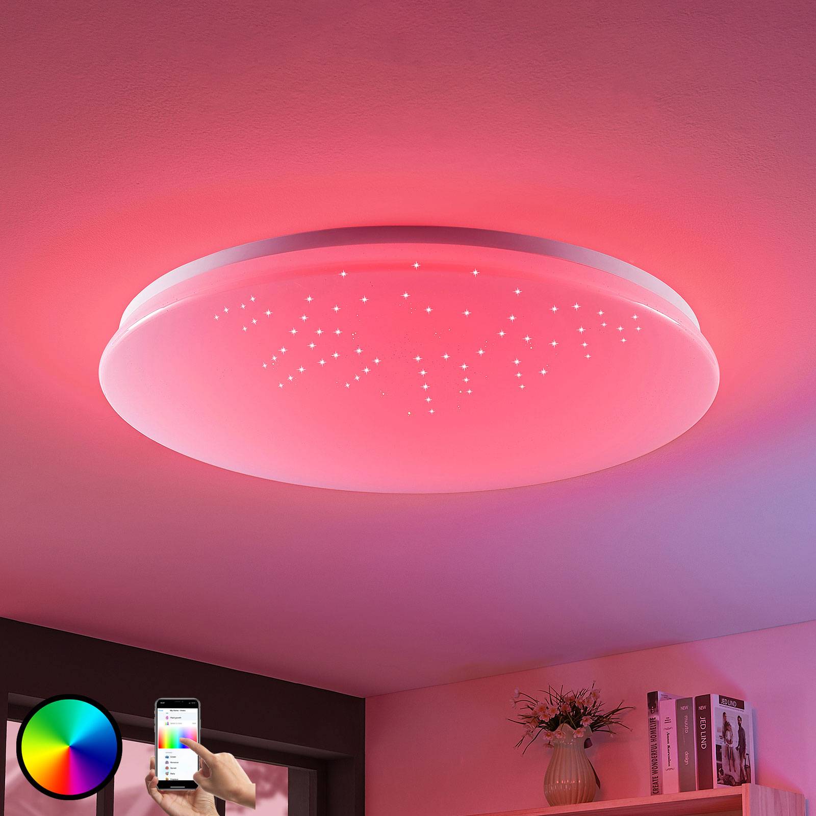 LUCANDE LED-Deckenlampe Marlie, WiZ, App, Smart, rund