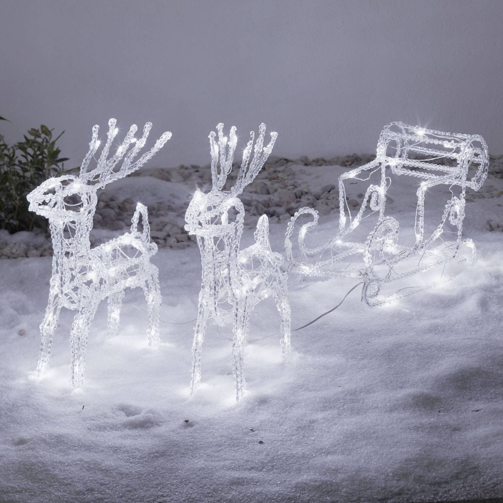 Konstsmide Christmas Funkelnde LED-Außendeko Rentiere m. Schlitten