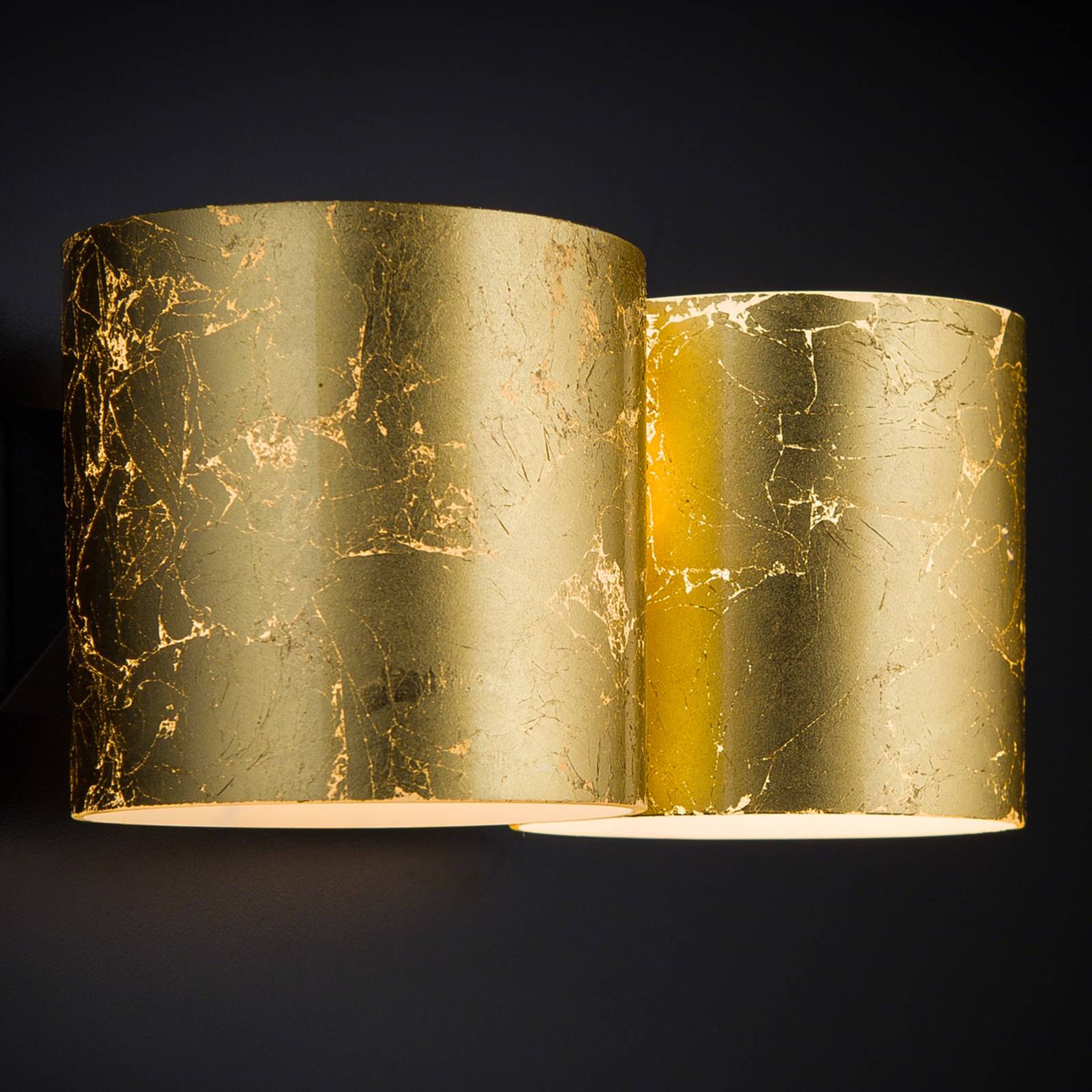 Metallux Zweiflammige Wandlampe Brick mit Blattgold