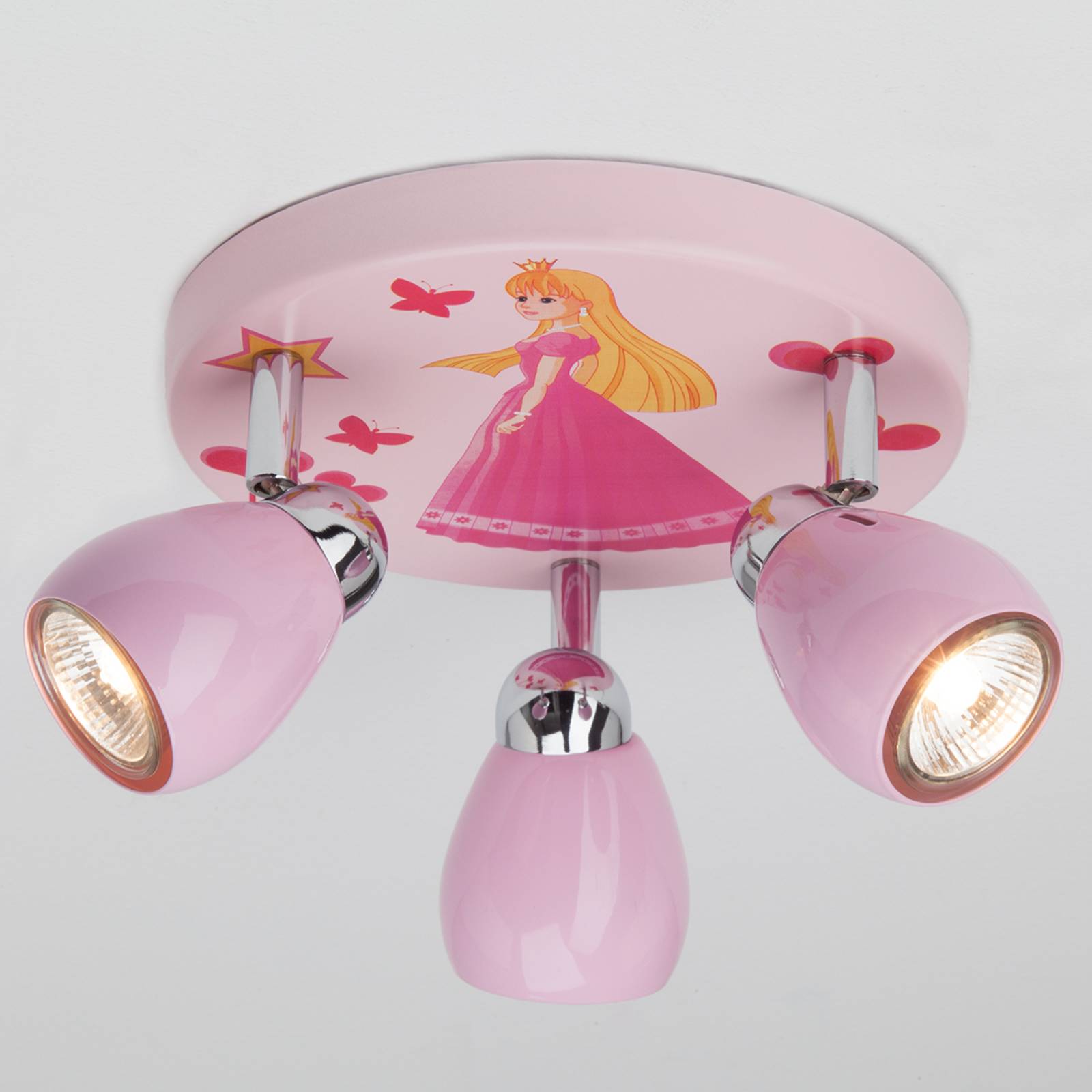 Brilliant Rosafarbene LED-Deckenleuchte Princess, 3-flg.