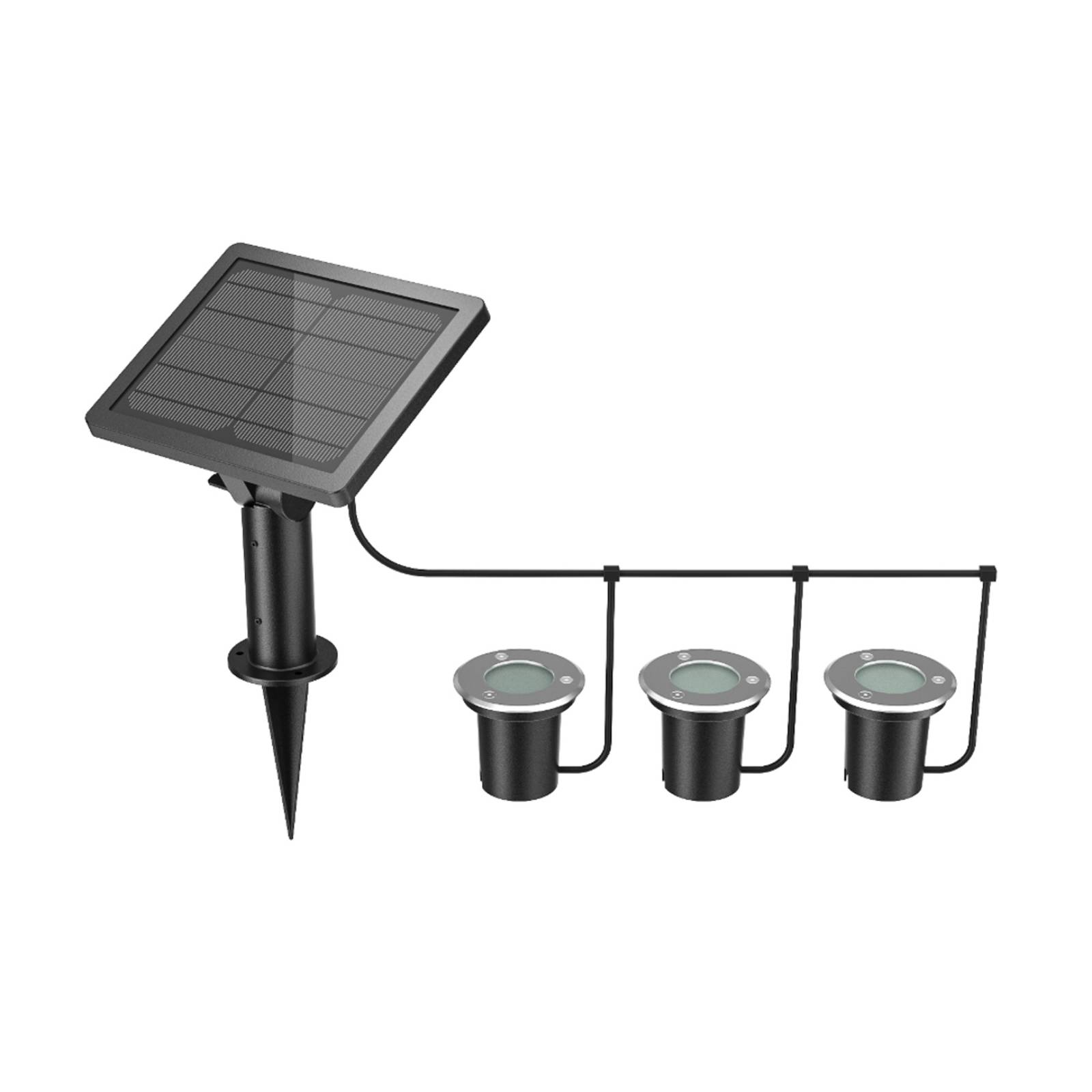 Lindby Guilio LED-Solar-Bodeneinbauleuchte 3er-Set