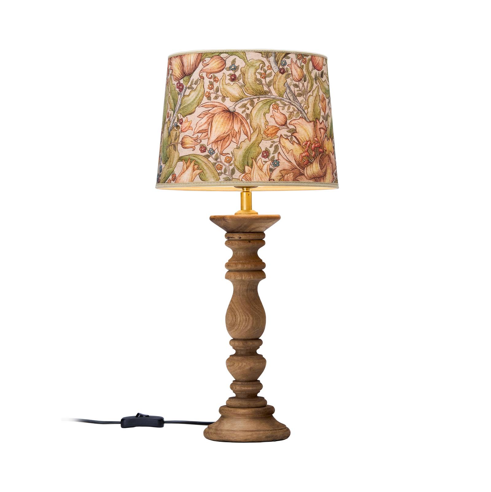 PR Home Lodge Tischlampe Holz/Textilschirm Blumen