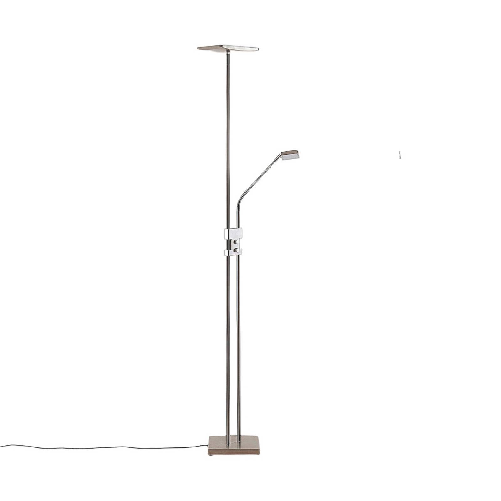 Lindby LED-Deckenfluter Jonne mit Lesearm, dimmbar, eckig