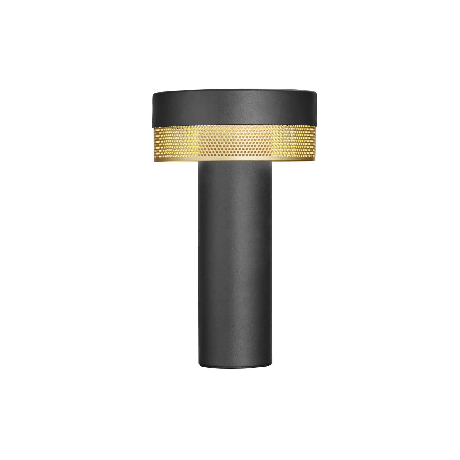 HELL LED-Tischlampe Mesh Akku, Höhe 24cm, schwarz/gold