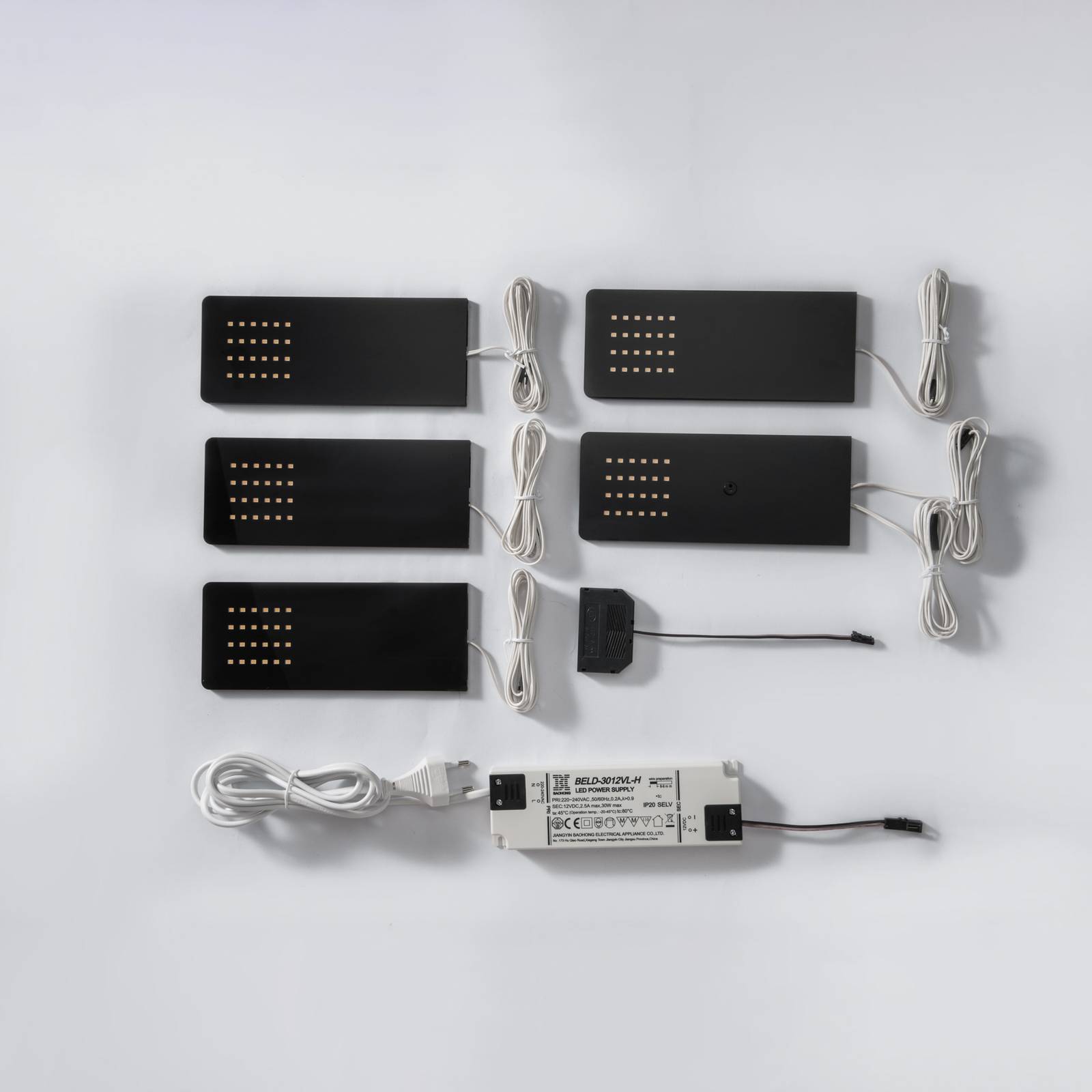 Prios Rixa LED-Unterbauleuchte, schwarz, 5 Stück