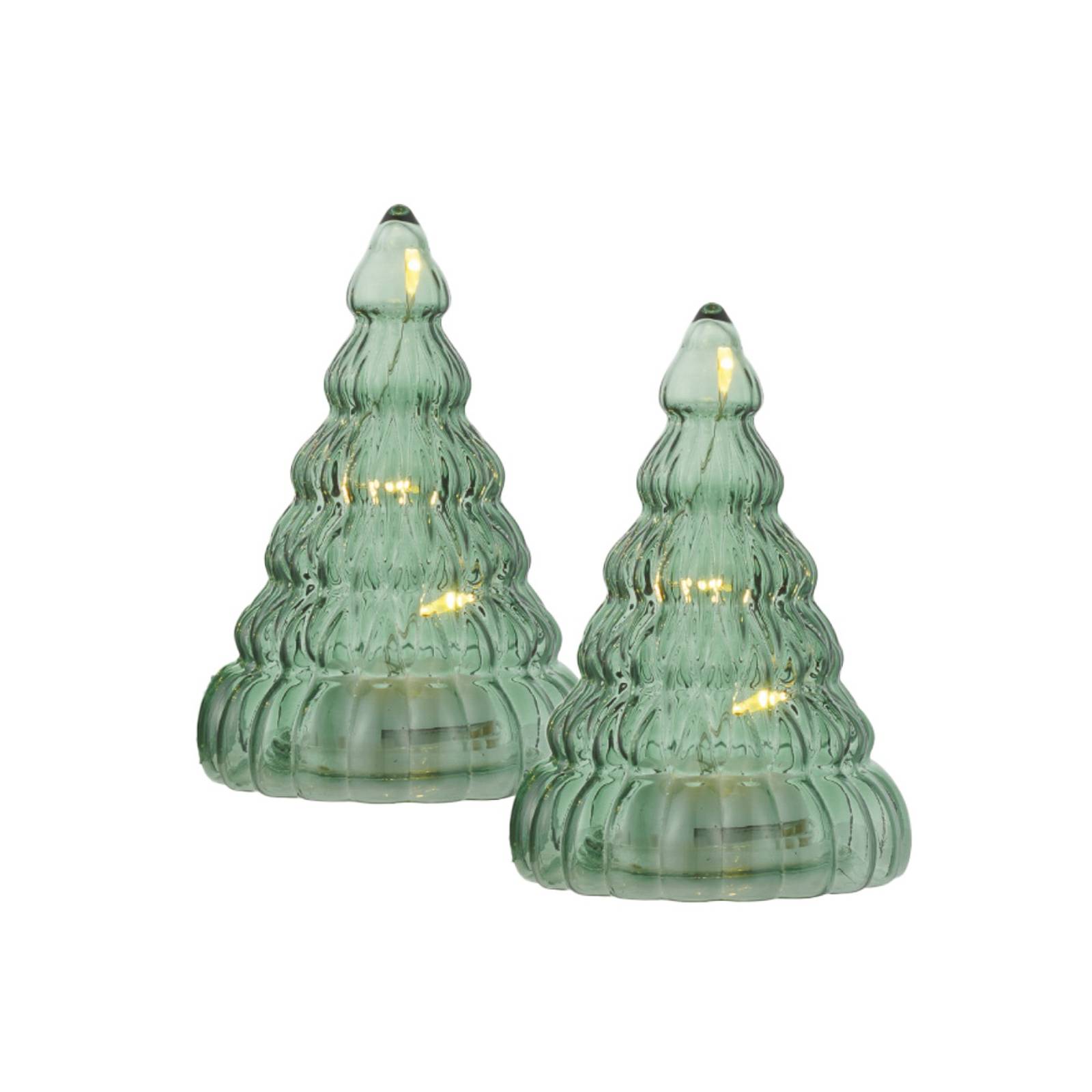 Sirius LED-Dekofigur Lucy, Baum aus Glas, grün, 9cm, 2er