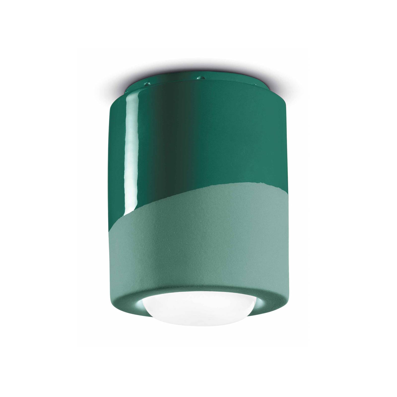 Ferroluce Deckenlampe PI, zylindrisch, Ø 12,5 cm grün