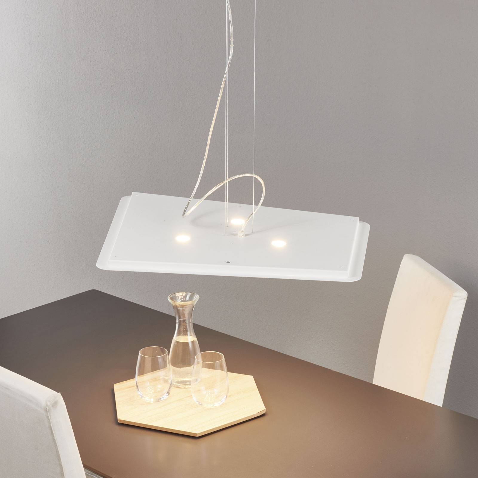 Cattaneo Moderne LED-Hängeleuchte Fuorisquadra, weiß