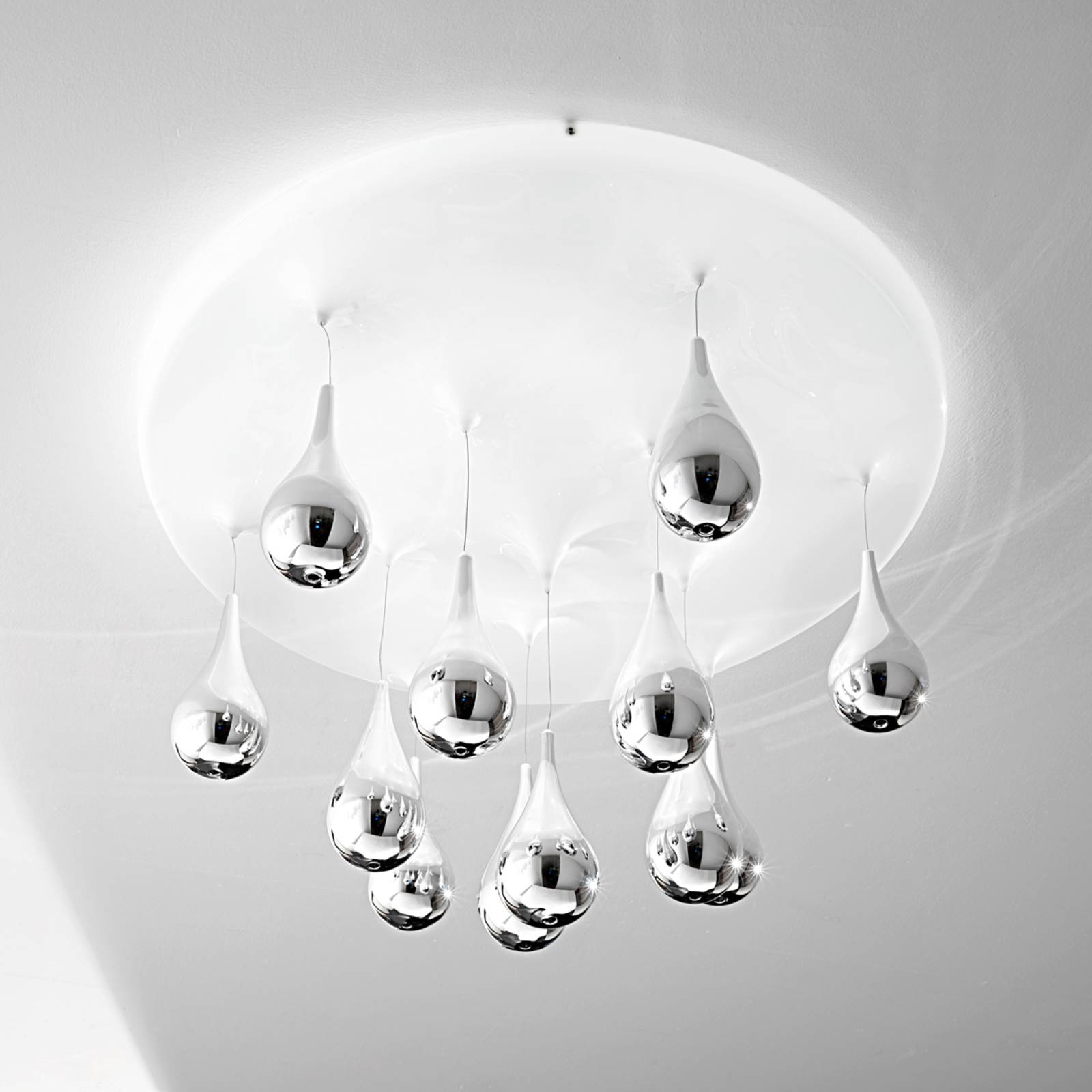 Sil-Lux Deckenlampe Pioggia, weiß, chrom, Ø 50 cm H 33 cm