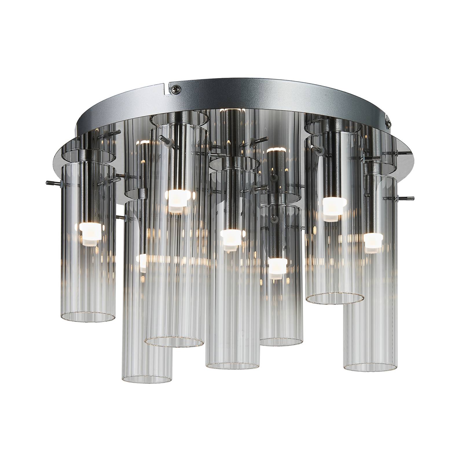 Lucande Korvitha LED-Deckenleuchte Glasschirme, 7-flammig