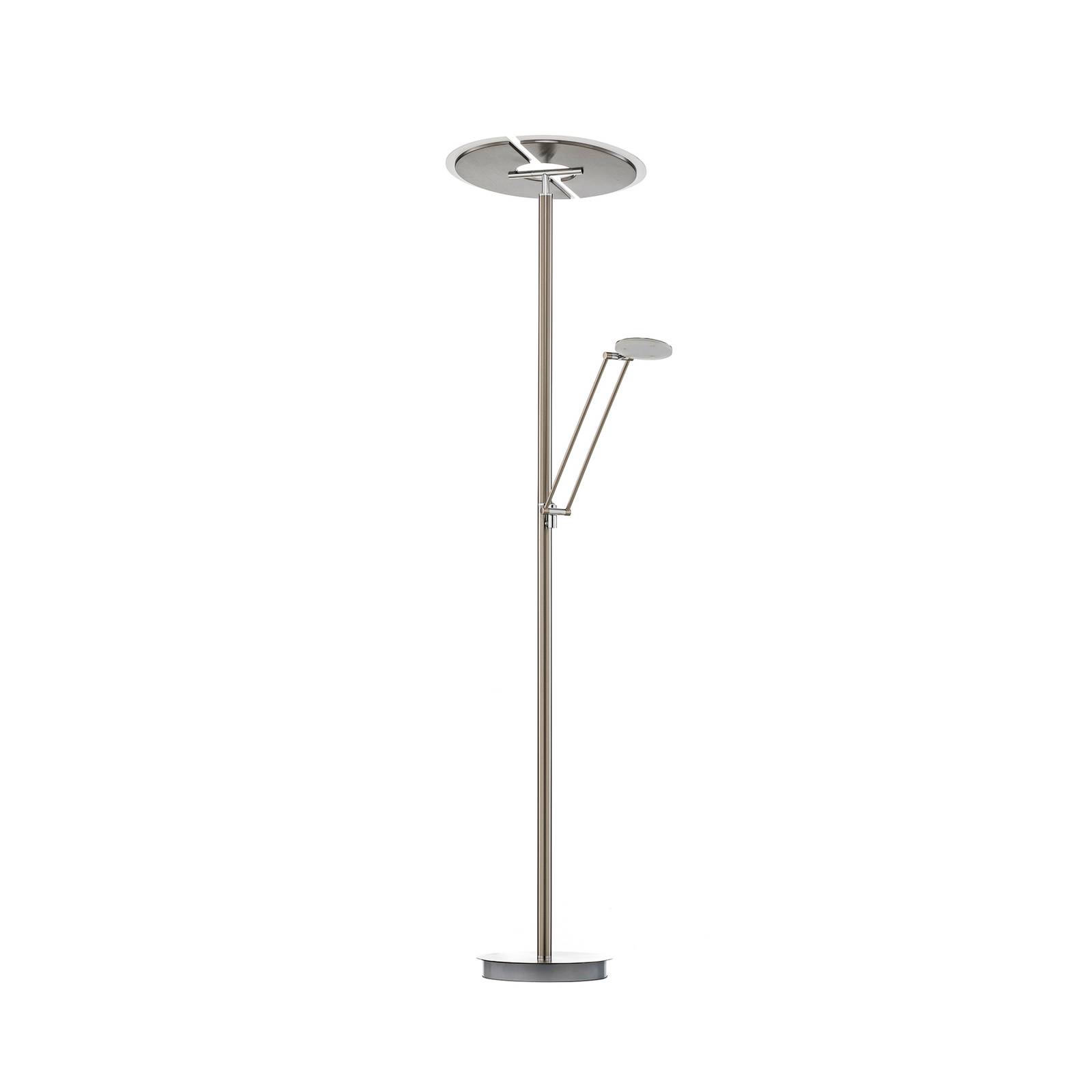 Lucande Kohen LED-Stehlampe nickel mit Lesearm