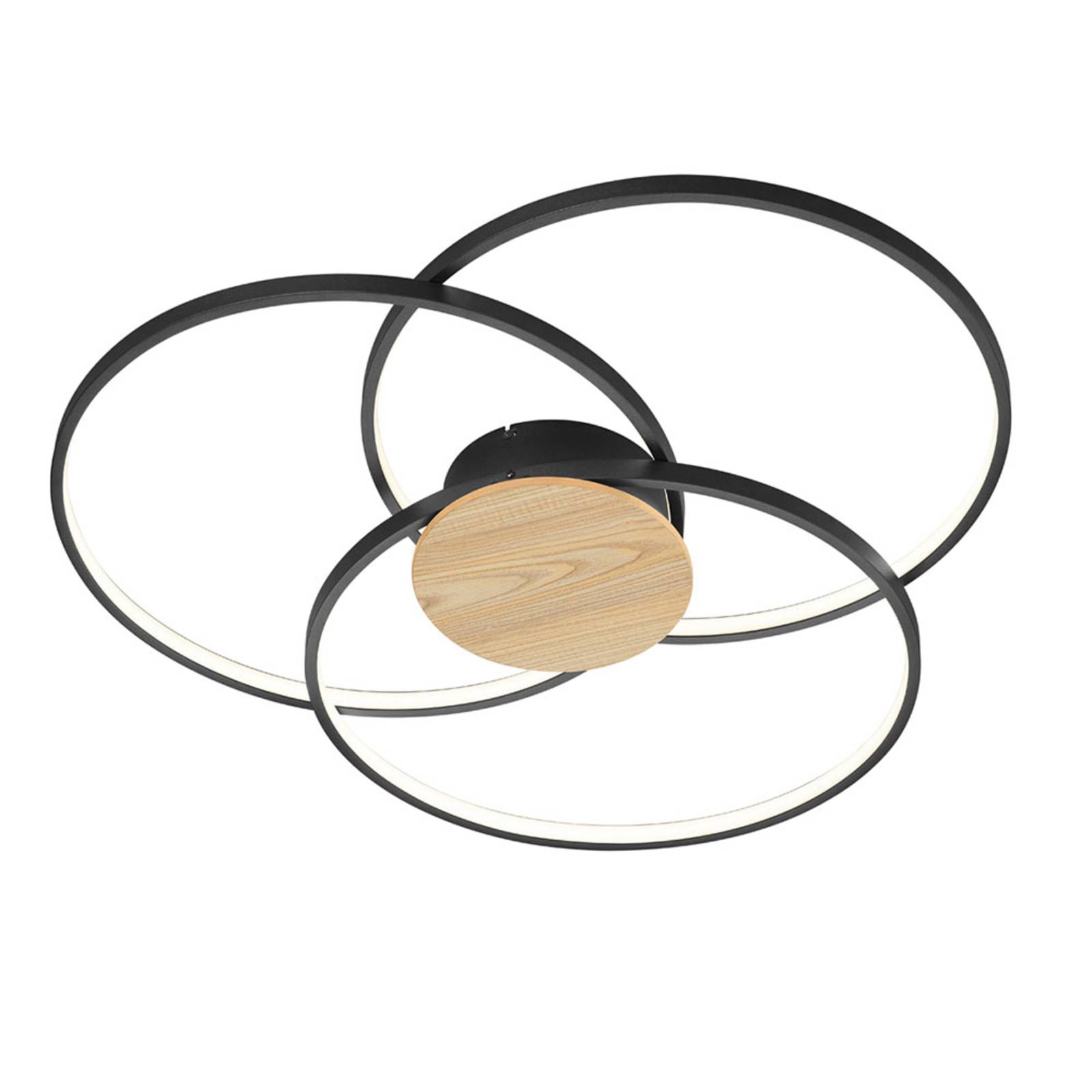 Trio Lighting LED-Deckenlampe Sedona mit Holzdetail schwarz matt