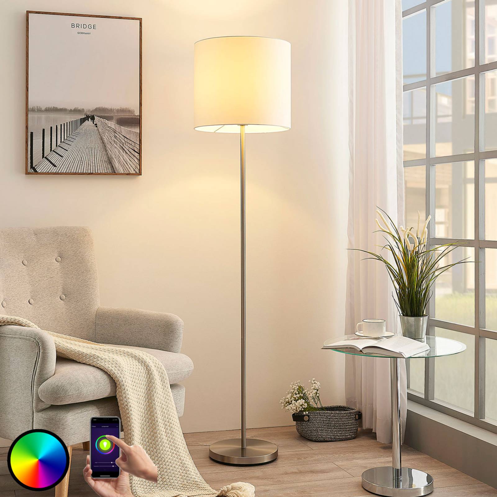 Lindby Smart LED-Stehlampe Everly, App, RGB