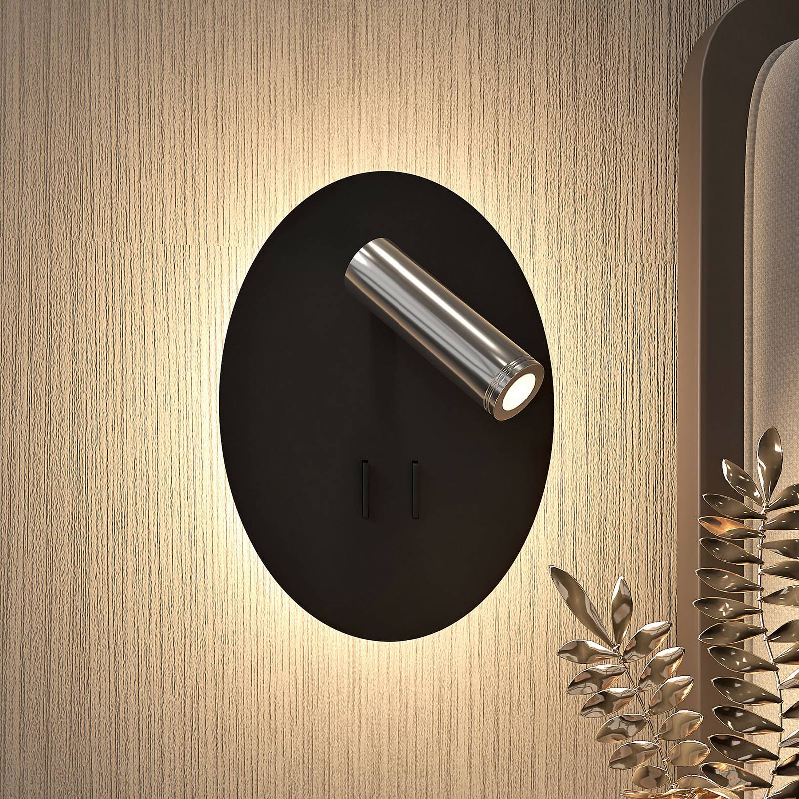 Lucande Kimo LED-Wandleuchte oval schwarz