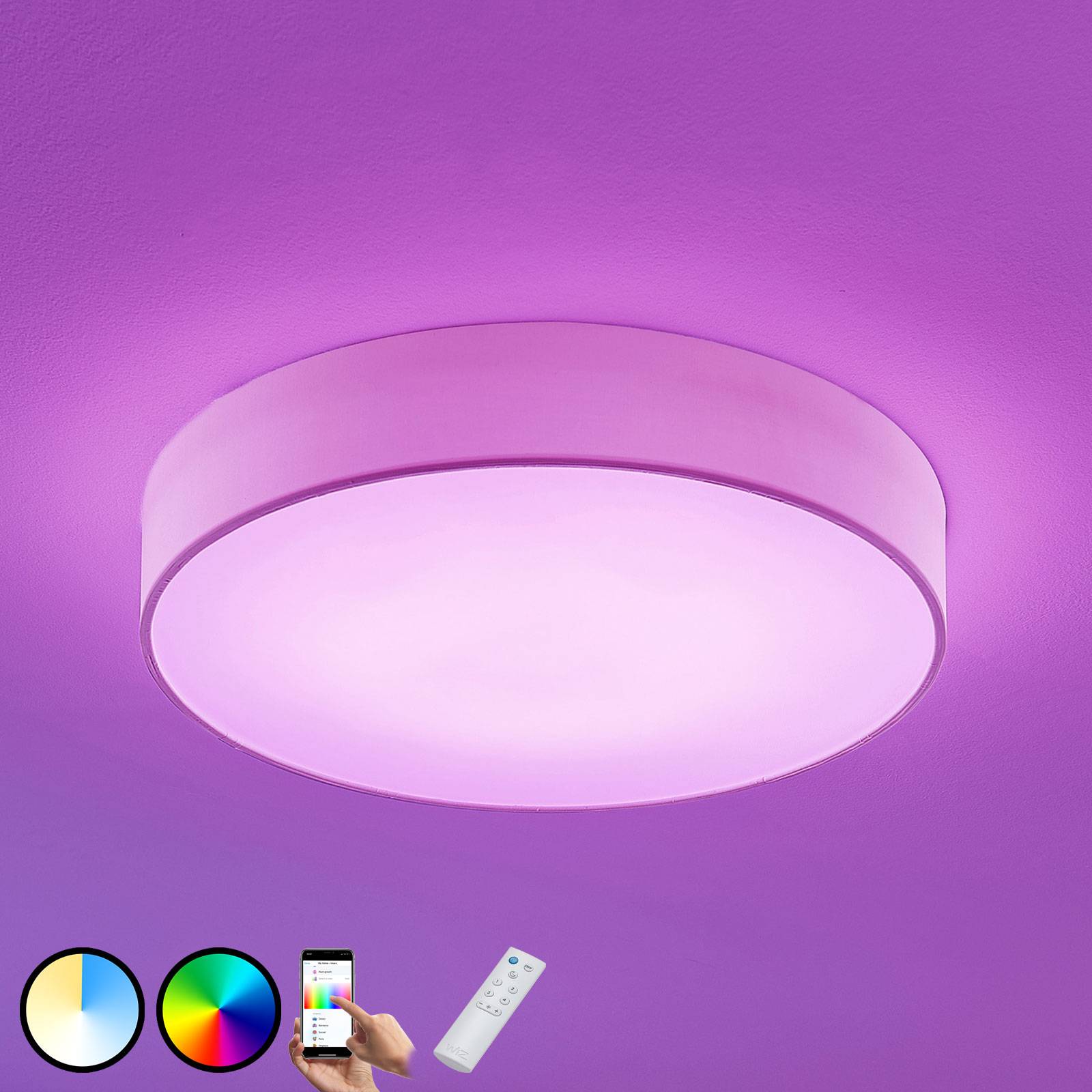 LUCANDE LED-RGB-Deckenlampe Ajai 3.000-5.000K WiZ App 60cm