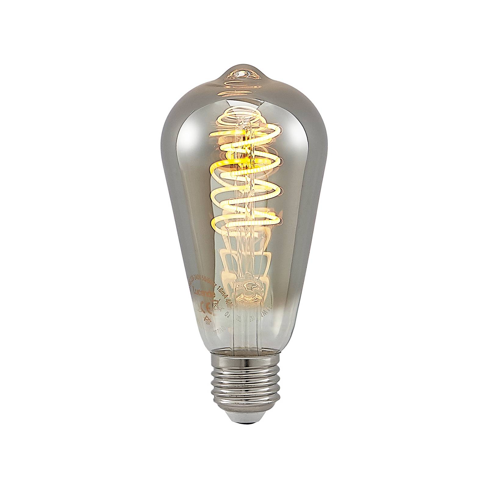 Lucande LED-Lampe E27 ST64 4W 2.200K dimmbar titan