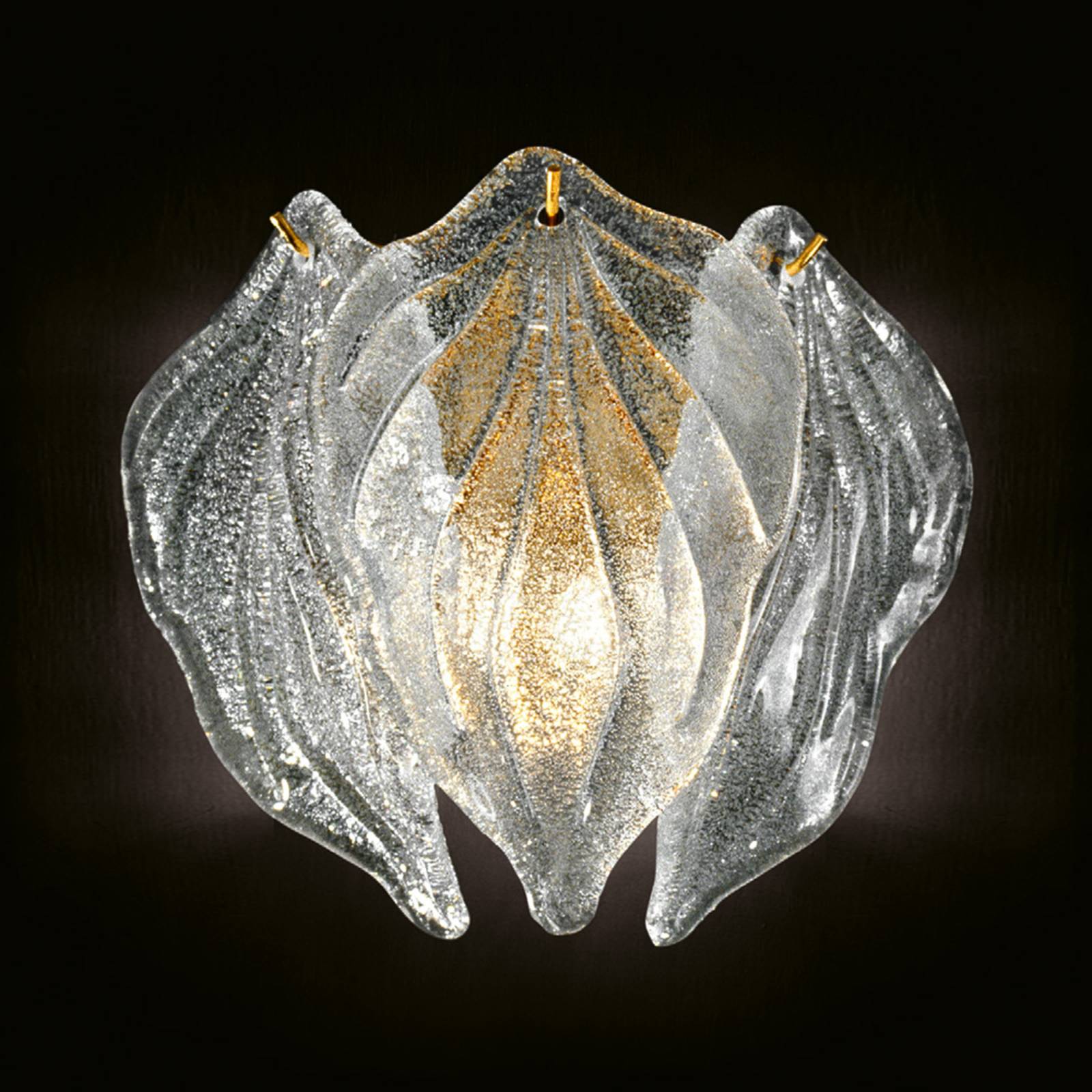 Novaresi Glas-Wandleuchte Foglie aus Muranoglas