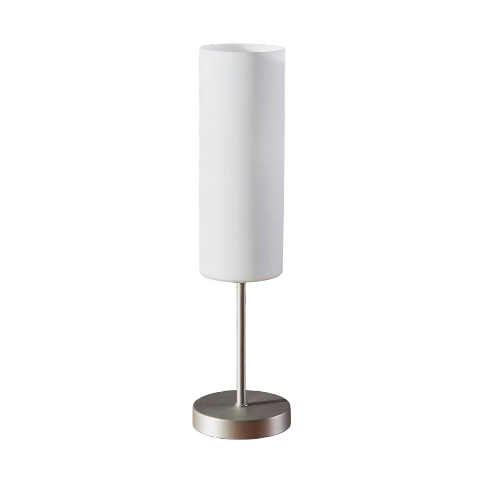 LINDBY Schmale Tischlampe Vinsta mit weißem Glasschirm