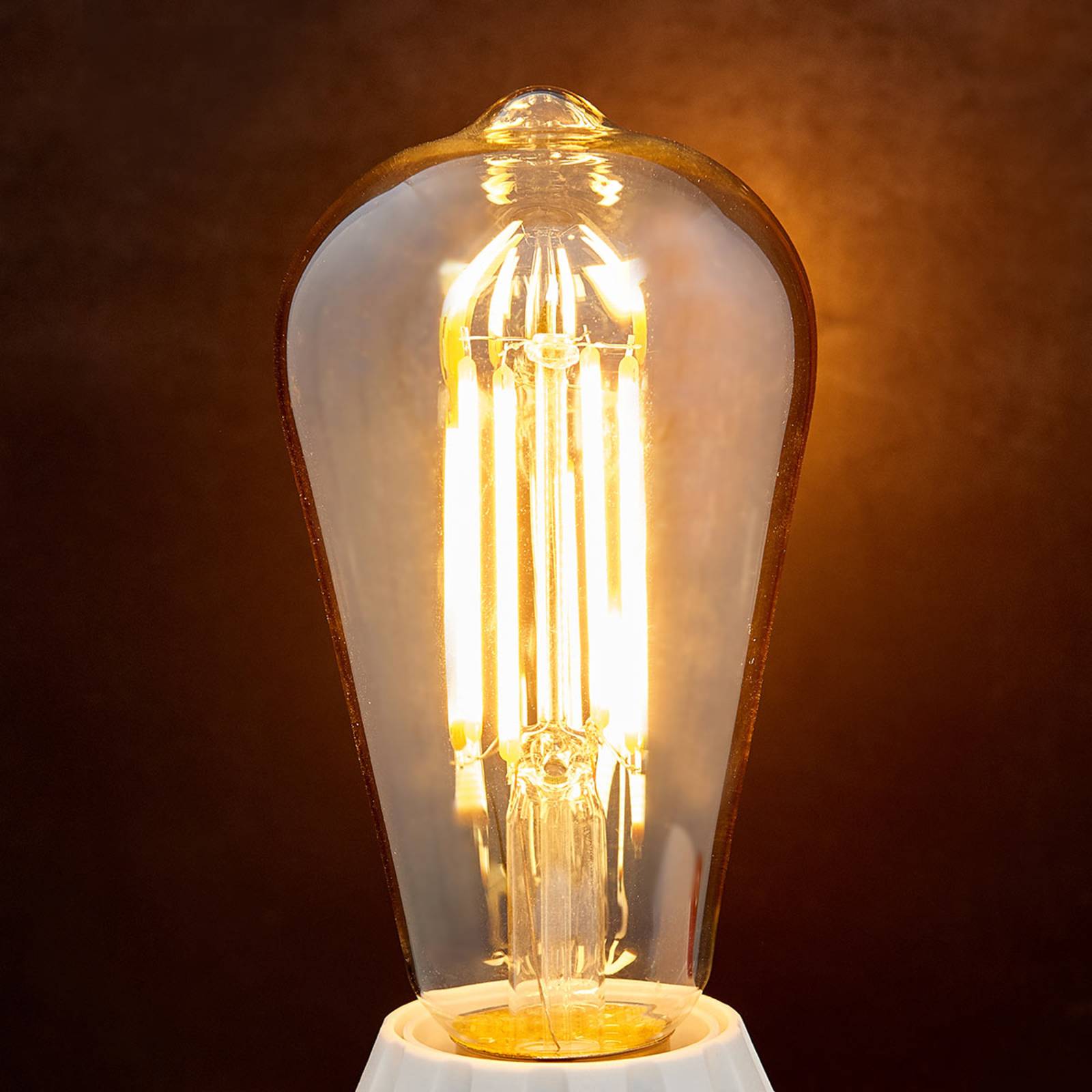 LINDBY E27 LED-Rustikalampe  6W 500 lm, amber 1.800 K