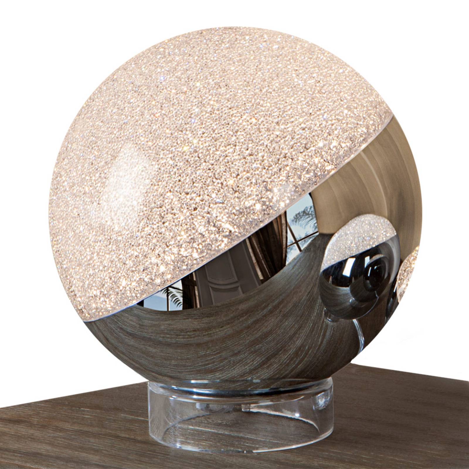 Schuller Valencia LED-Tischleuchte Sphere, chrom, Ø 20 cm
