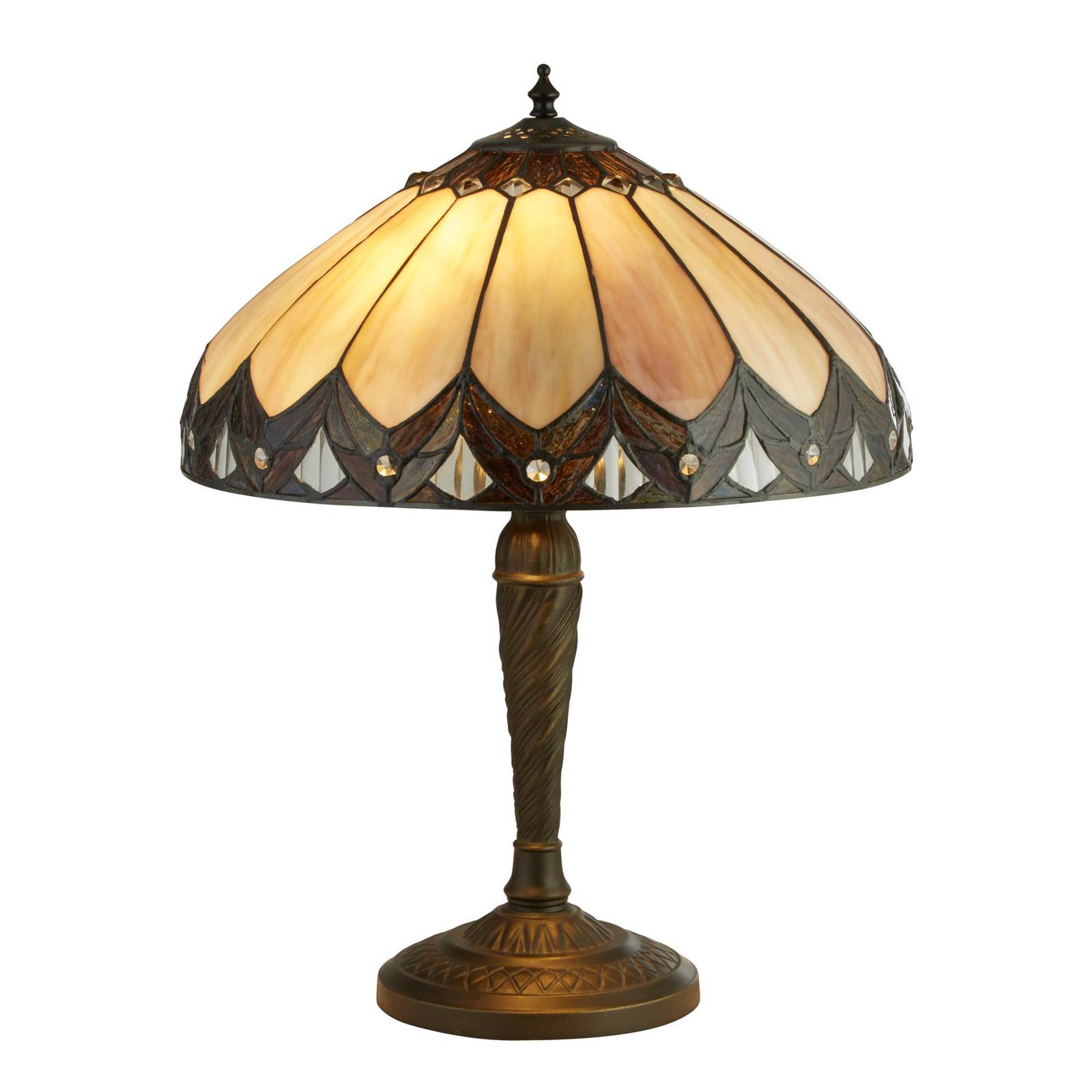 Searchlight Tischlampe Pearl im Tiffany-Stil, Höhe 53 cm