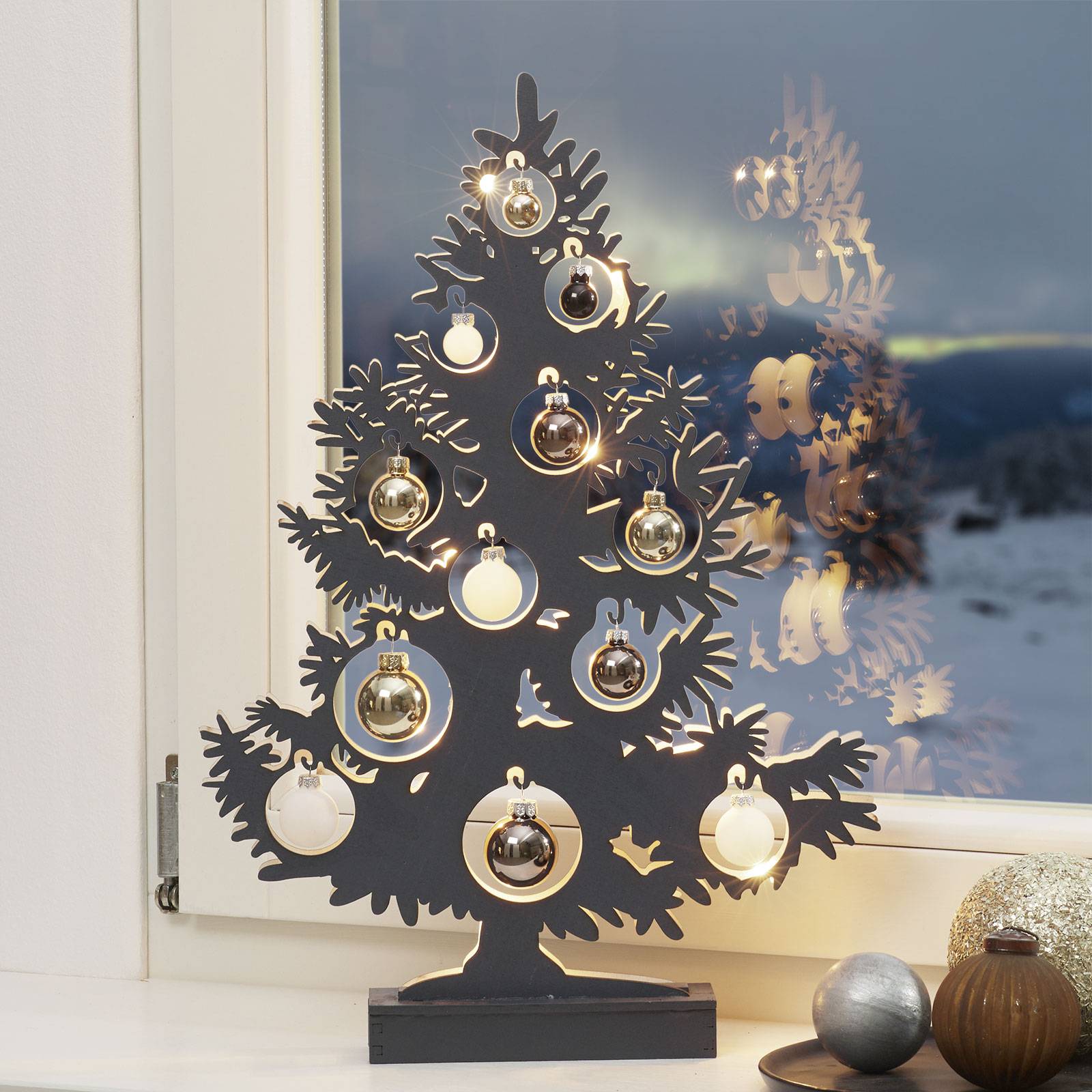 Naeve Leuchten LED-Dekorationsleuchte Weihnachtsbaum anthrazit