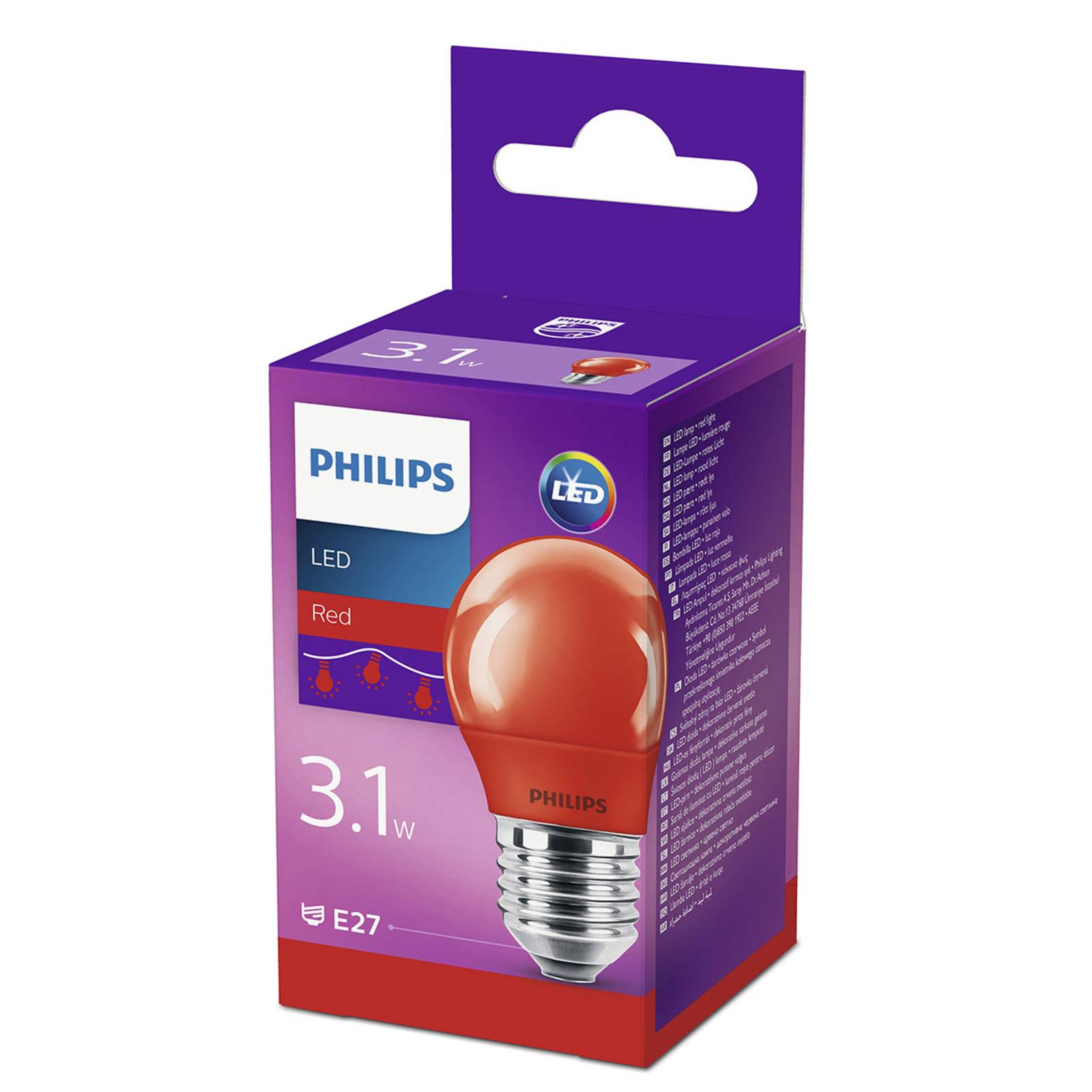 Philips E27 P45 LED-Lampe 3,1W, rot