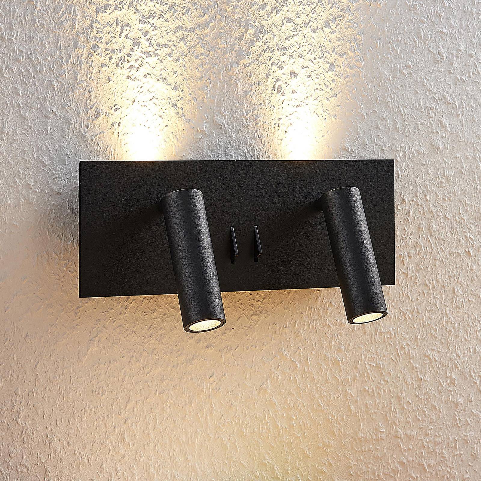 Lucande Magya LED-Wandleuchte schwarz 4-flammig